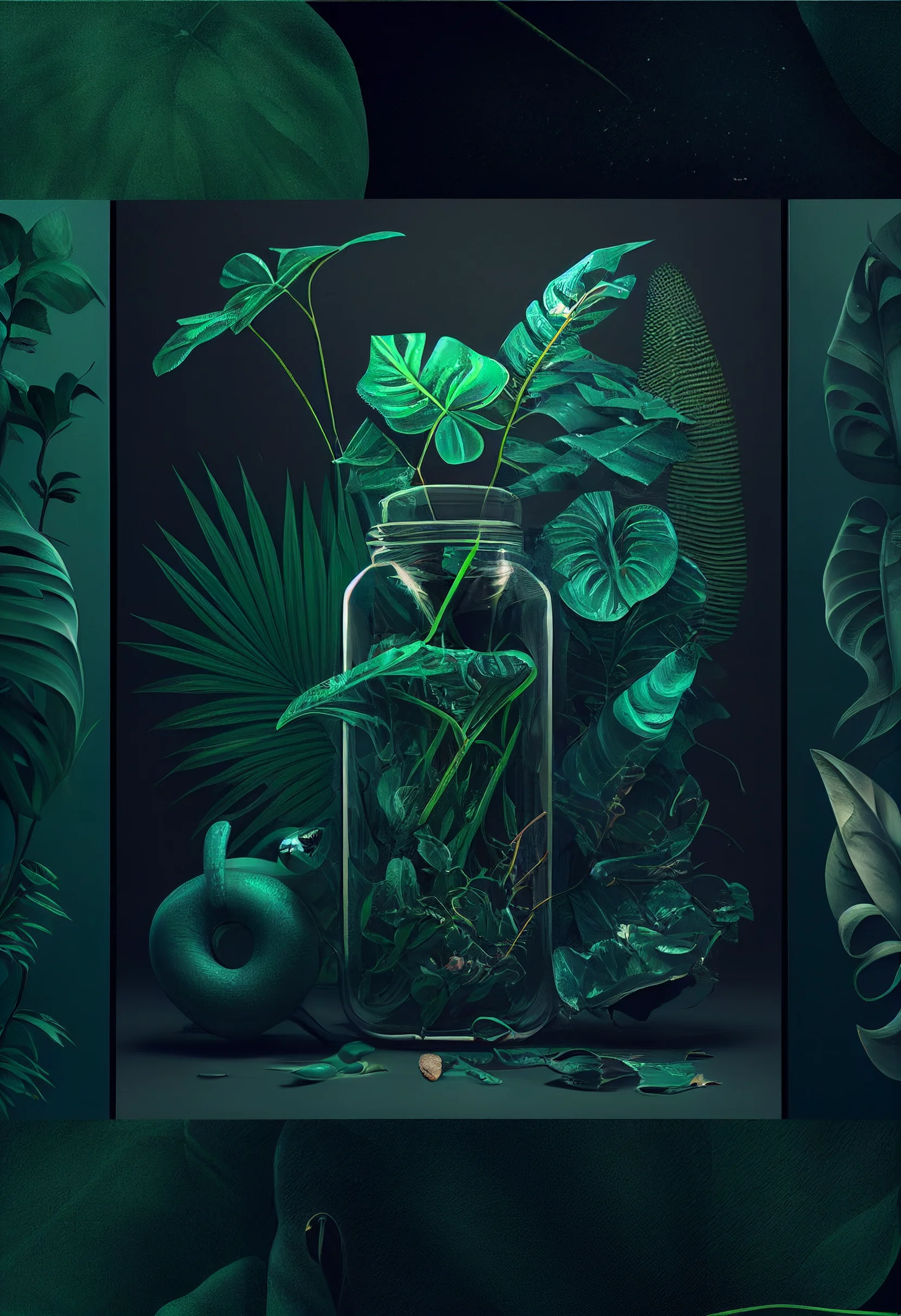 Monstera, Glas, Pflanzen, Dunkelgrün, Schlange, QHD+, Hintergrundbild fürs Tablet