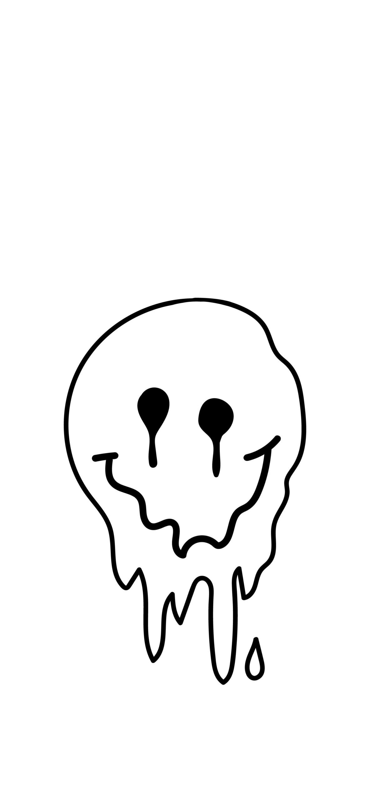 Schmelzender Smiley, Strichzeichnung, Minimalistisch, Weißer Hintergrund, Sperrbildschirm fürs iPhone
