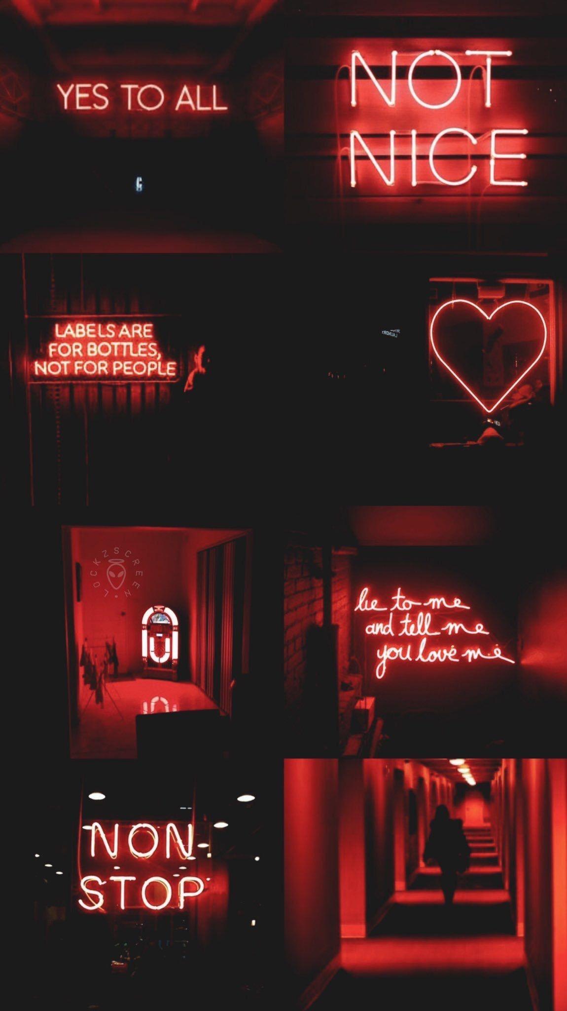 Collage, Not Nice, Non-Stop, Neon, Dunkel, Full HD, Hintergrundbild fürs Handy