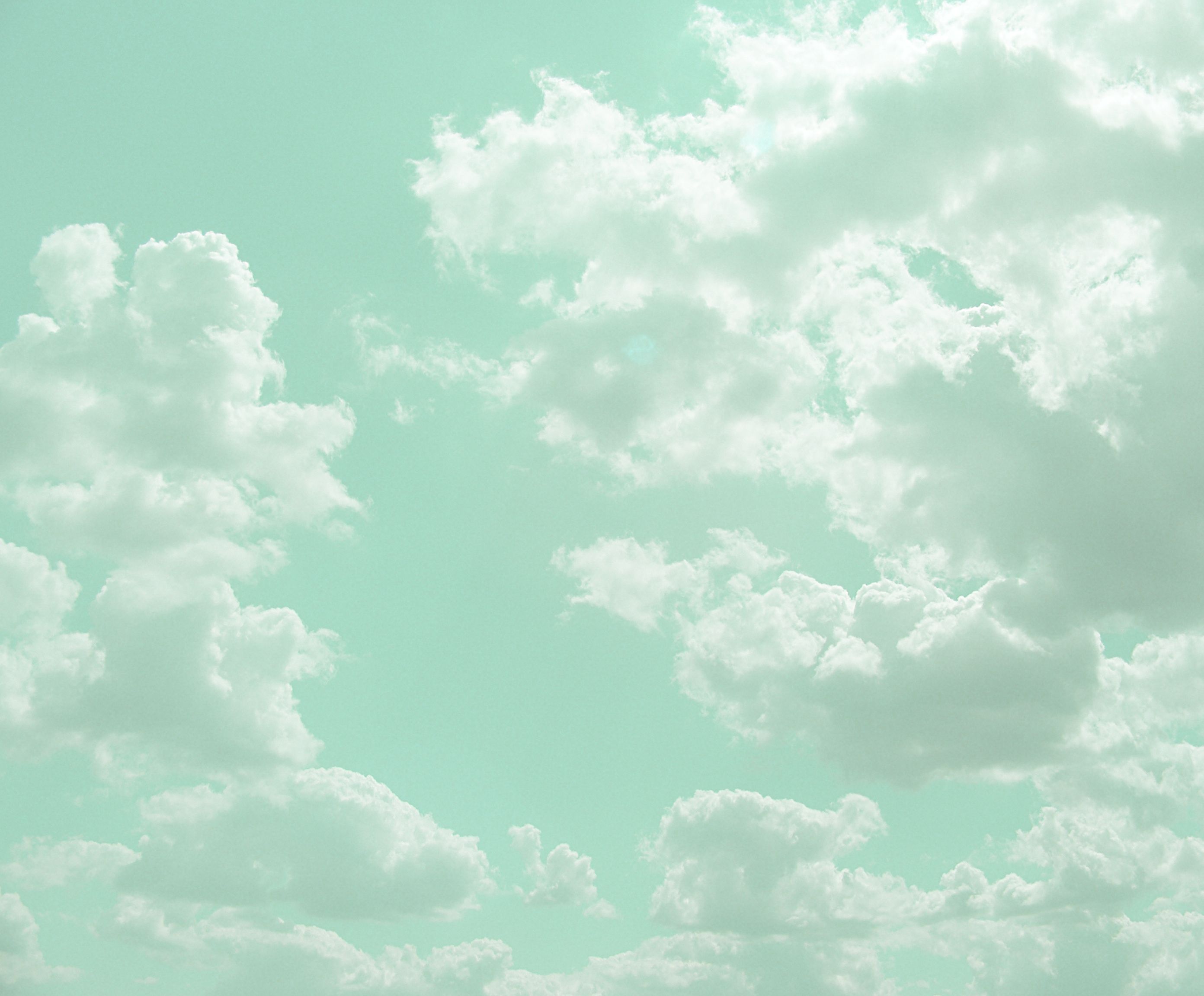 Wolken, Mintgrüner Himmel, Pastell, Himmel, 2K, Hintergrundbild für den PC