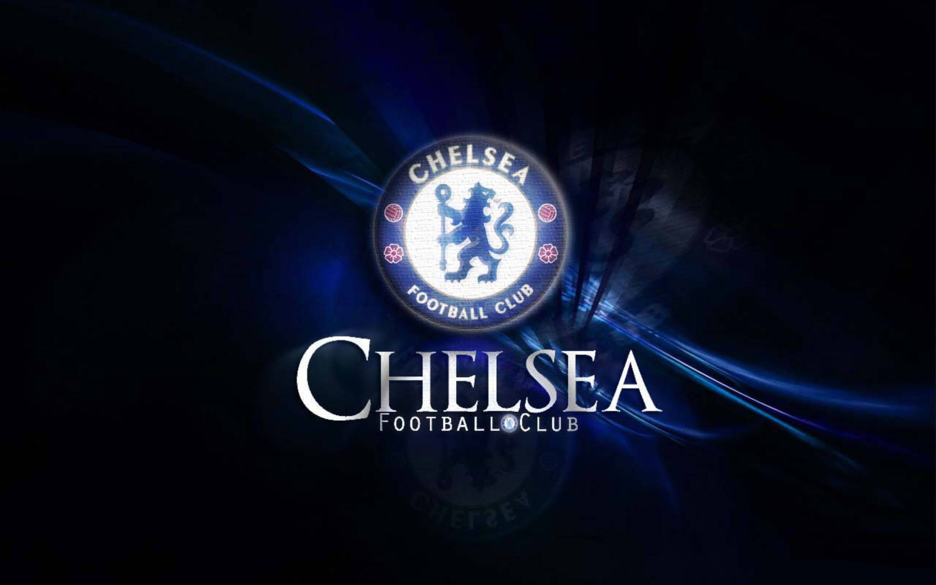 Chelsea FC, Wappen, Schriftzug, Dunkelblau, Lichtstreifen, Full HD, MacBook-Hintergrundbild