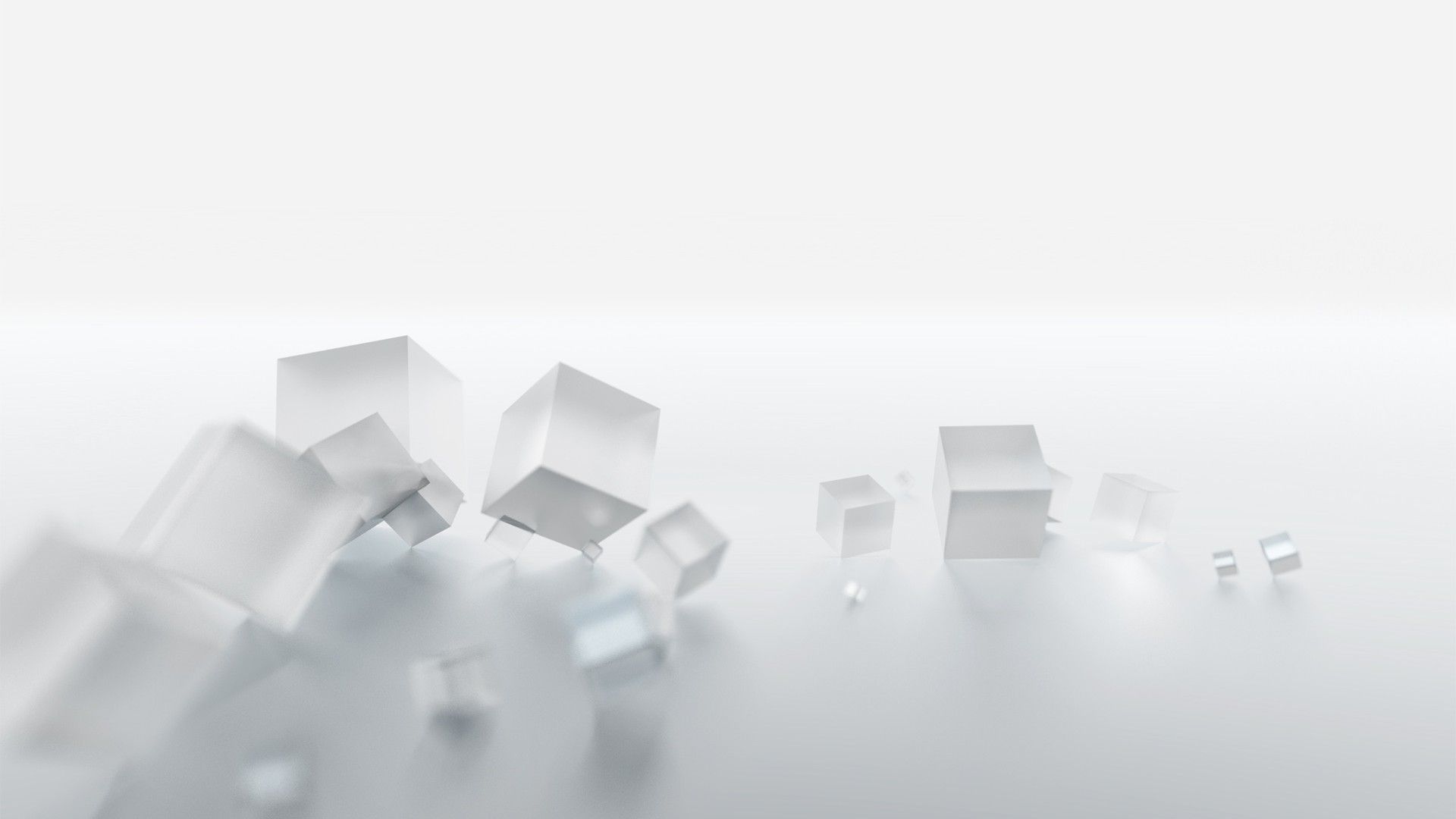 Glaswürfel, 3D-Grafik, Abstrakt, Weiß, Minimalistisch, 1920x1080, Full-HD-Hintergrundbild für PC