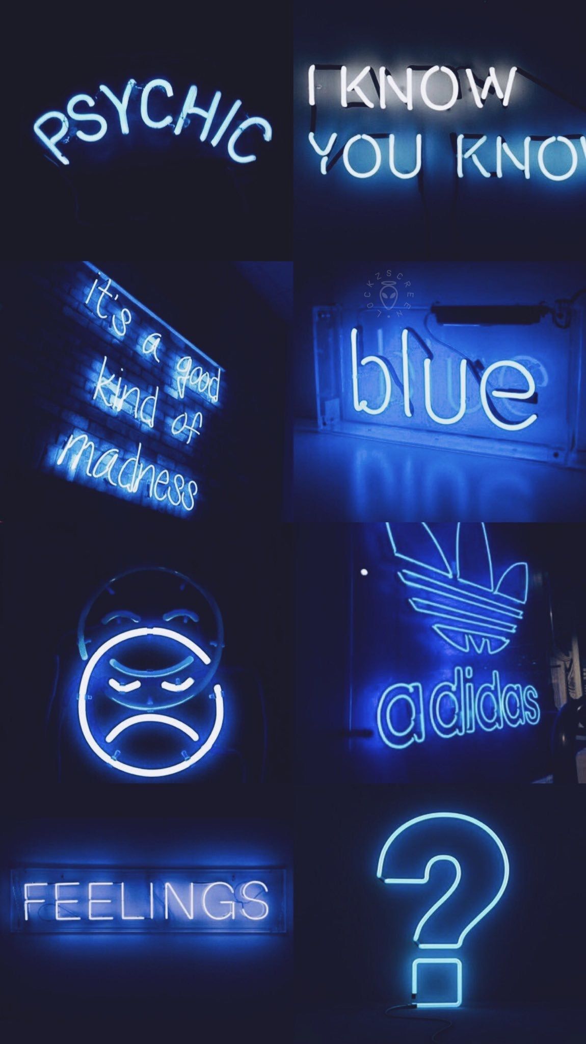 Neonschilder, Psychic, I Know You Know, Feelings, Dunkelblau, Neon, Full HD, Handy-Hintergrund