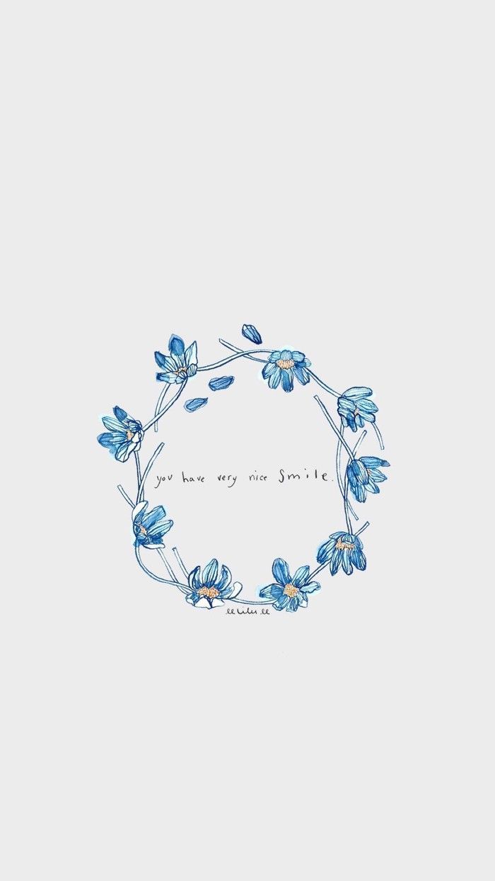 Blumenkranz, Aquarell, Zitat, Weiß, Minimalistisch, Hochformat, Hintergrundbild fürs Smartphone