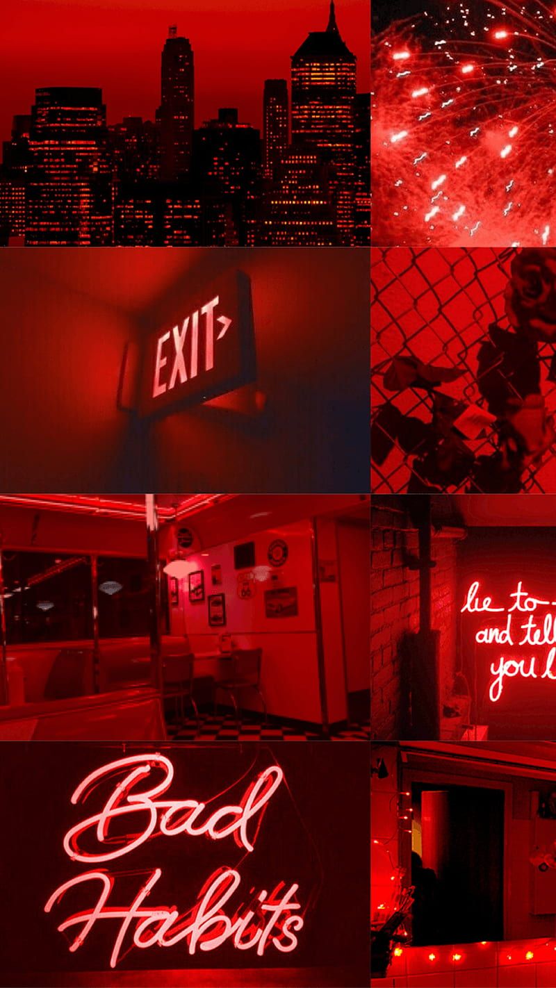 Collage, Bad Habits, Exit, Neon, Nacht, HD, Hintergrundbild fürs Handy