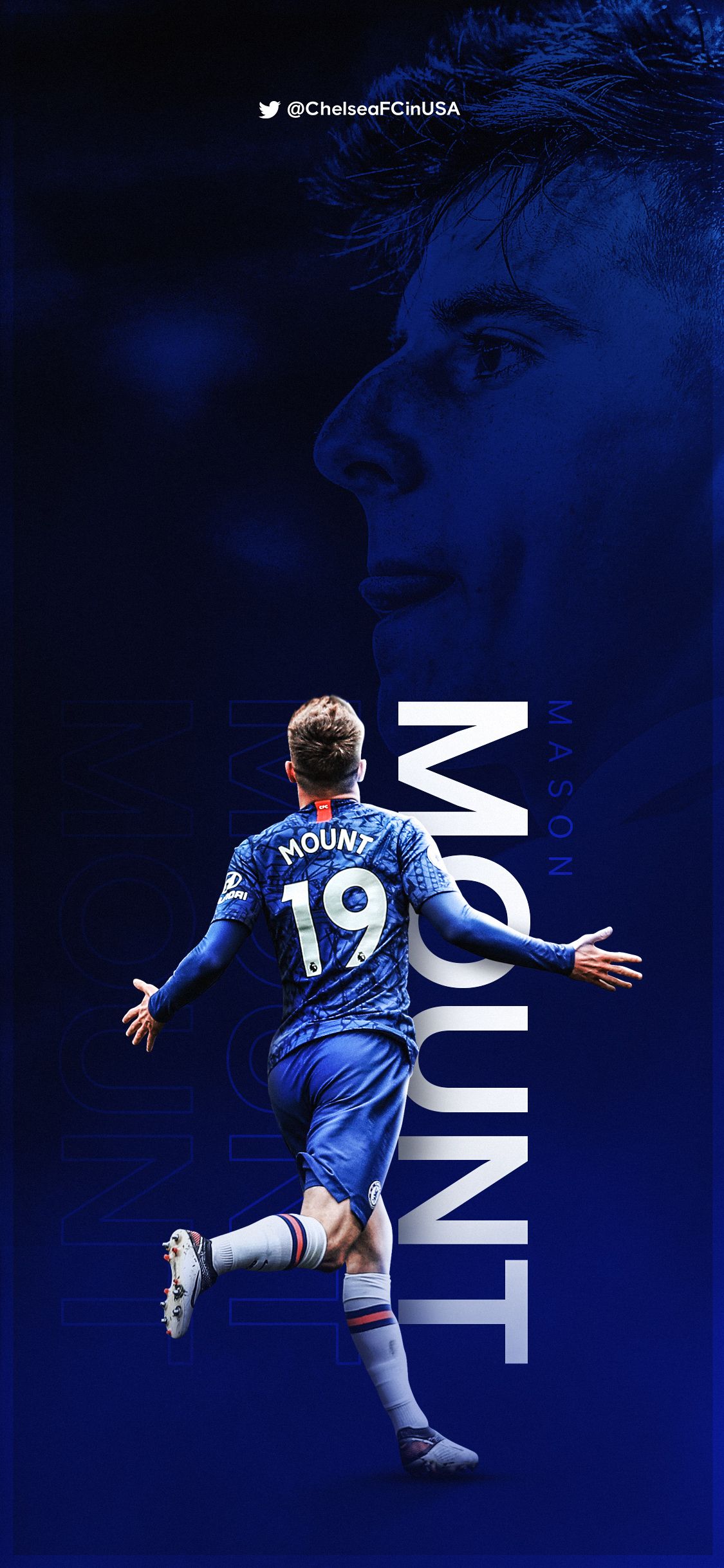 Mason Mount, Chelsea FC, Fußballspieler, Rückennummer 19, Dunkelblau, Full HD, Handy-Hintergrund