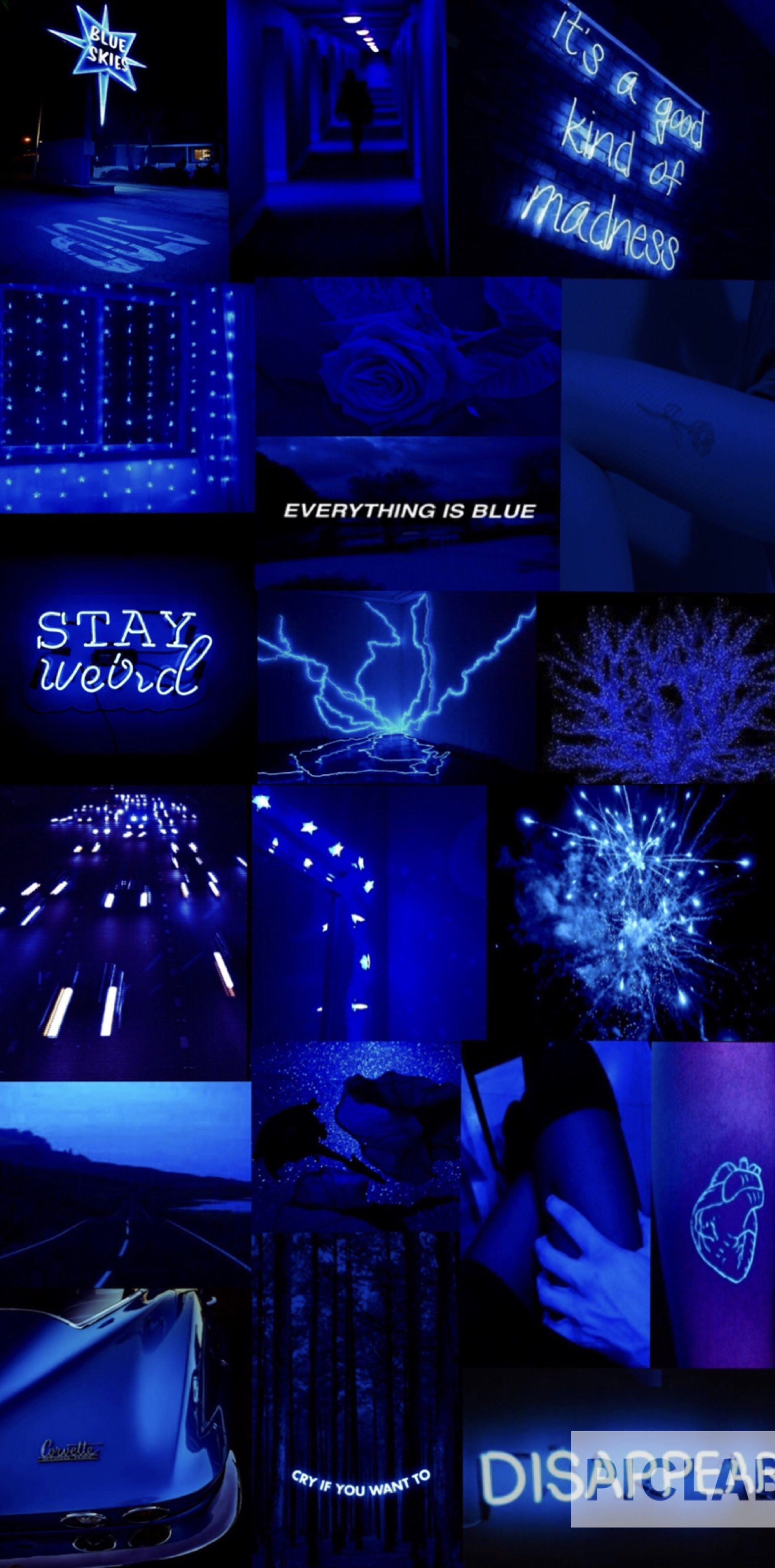 Collage, Stay Home, Neon, Dunkelblau, Hochformat, QHD+, Hintergrundbild fürs Handy