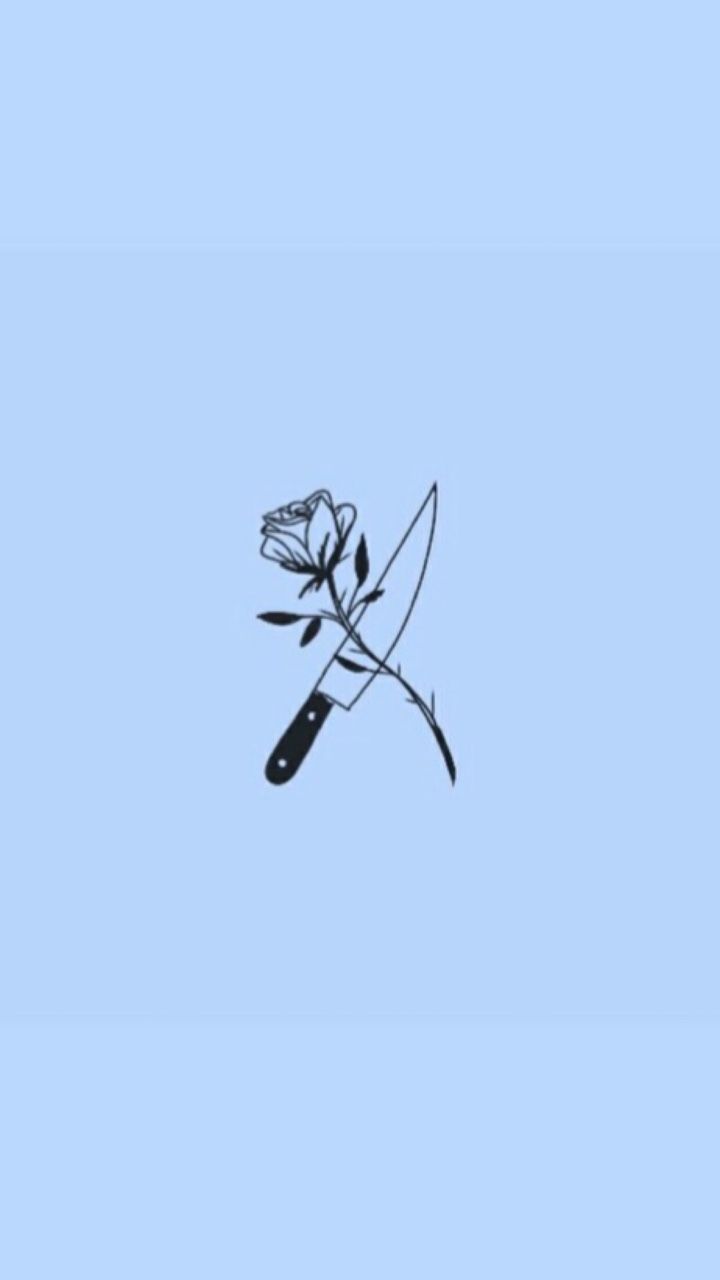 Rose, Line Art, Hellblau, Minimalistisch, Hochformat, HD, Sperrbildschirm fürs iPhone