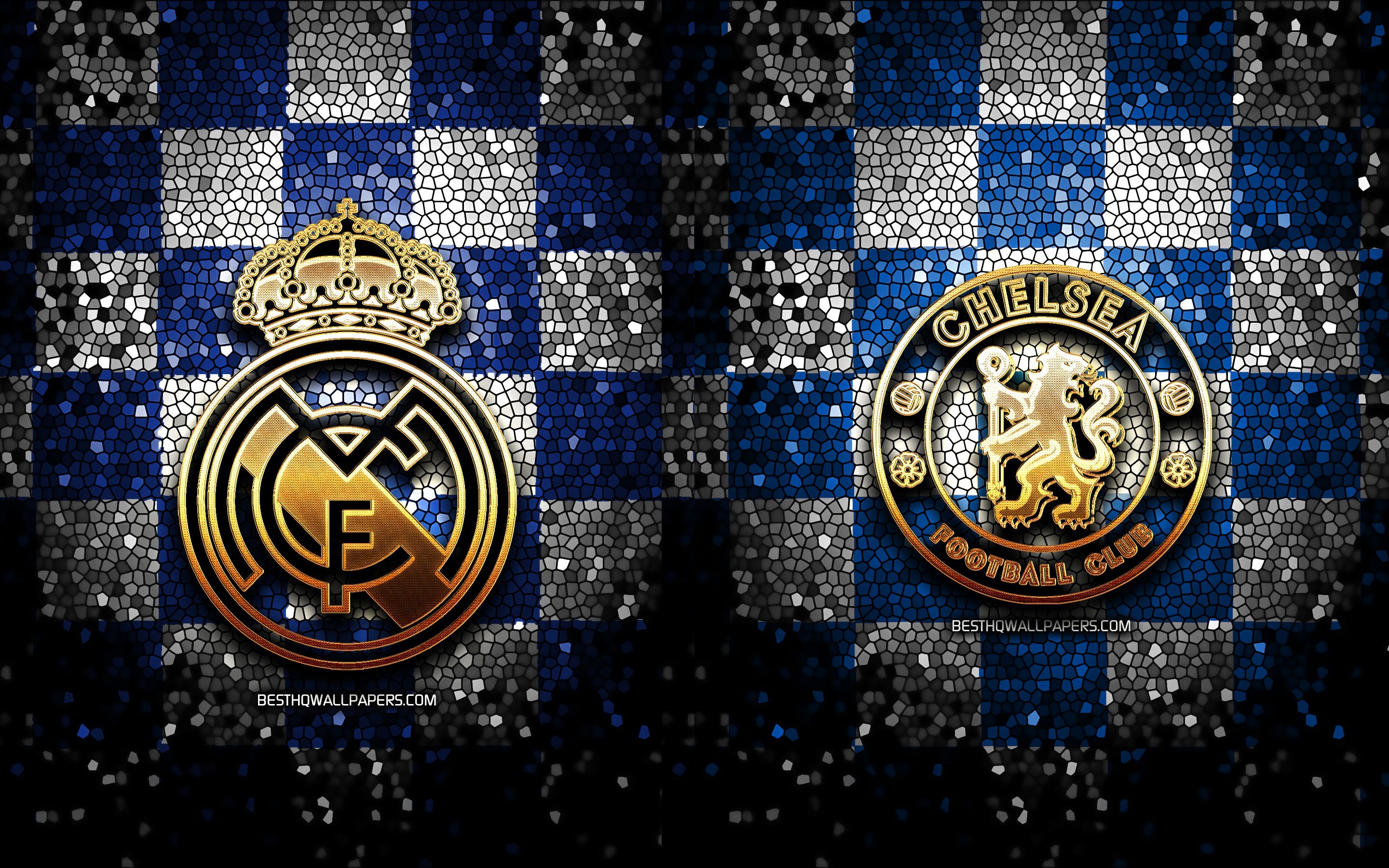 Real Madrid, Chelsea FC, Wappen, Karomuster, Champions League, 2K, Breitbild-Hintergrundbild