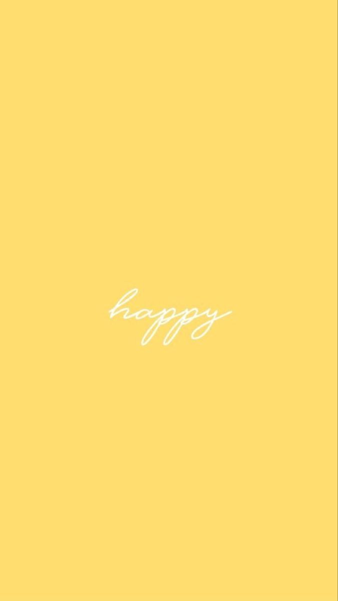 Happy, Schriftzug, Minimalistisch, Gelber Hintergrund, Wallpaper