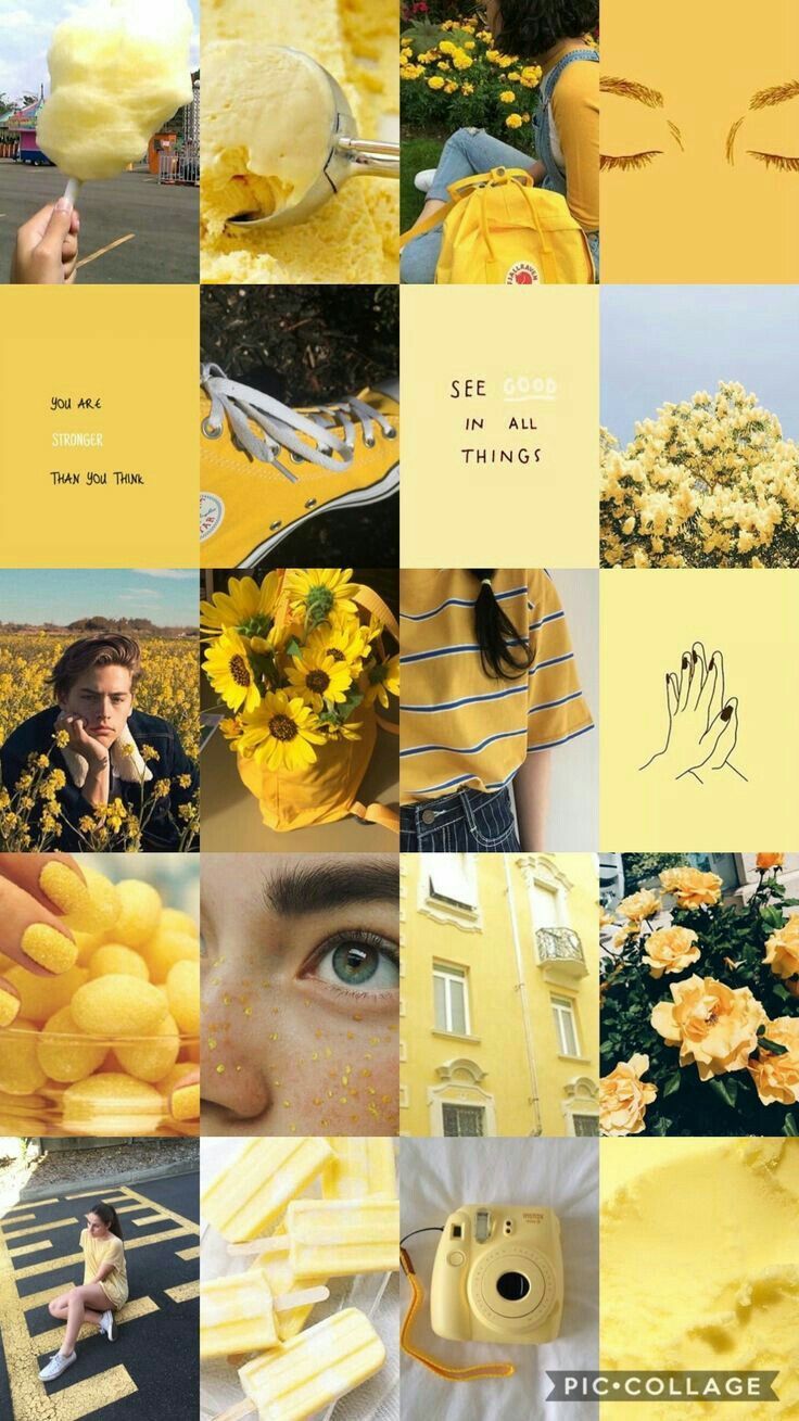Collage, Gelb, Gänseblümchen, Augen, Vintage, HD, Handy-Hintergrund im Hochformat