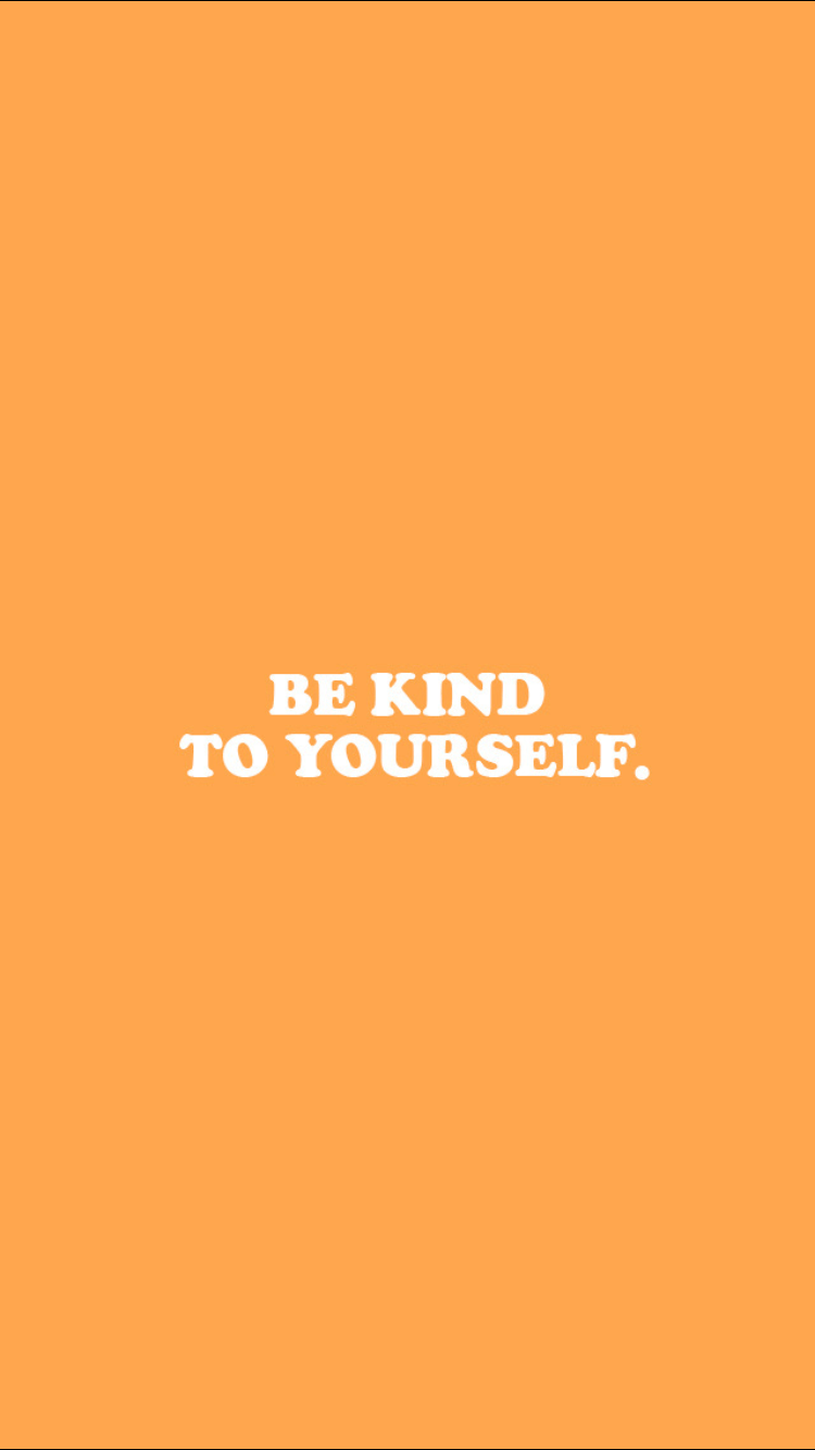 Zitat, Be kind to yourself, Typografie, Minimalistisch, Orange, Hintergrundbild fürs Handy