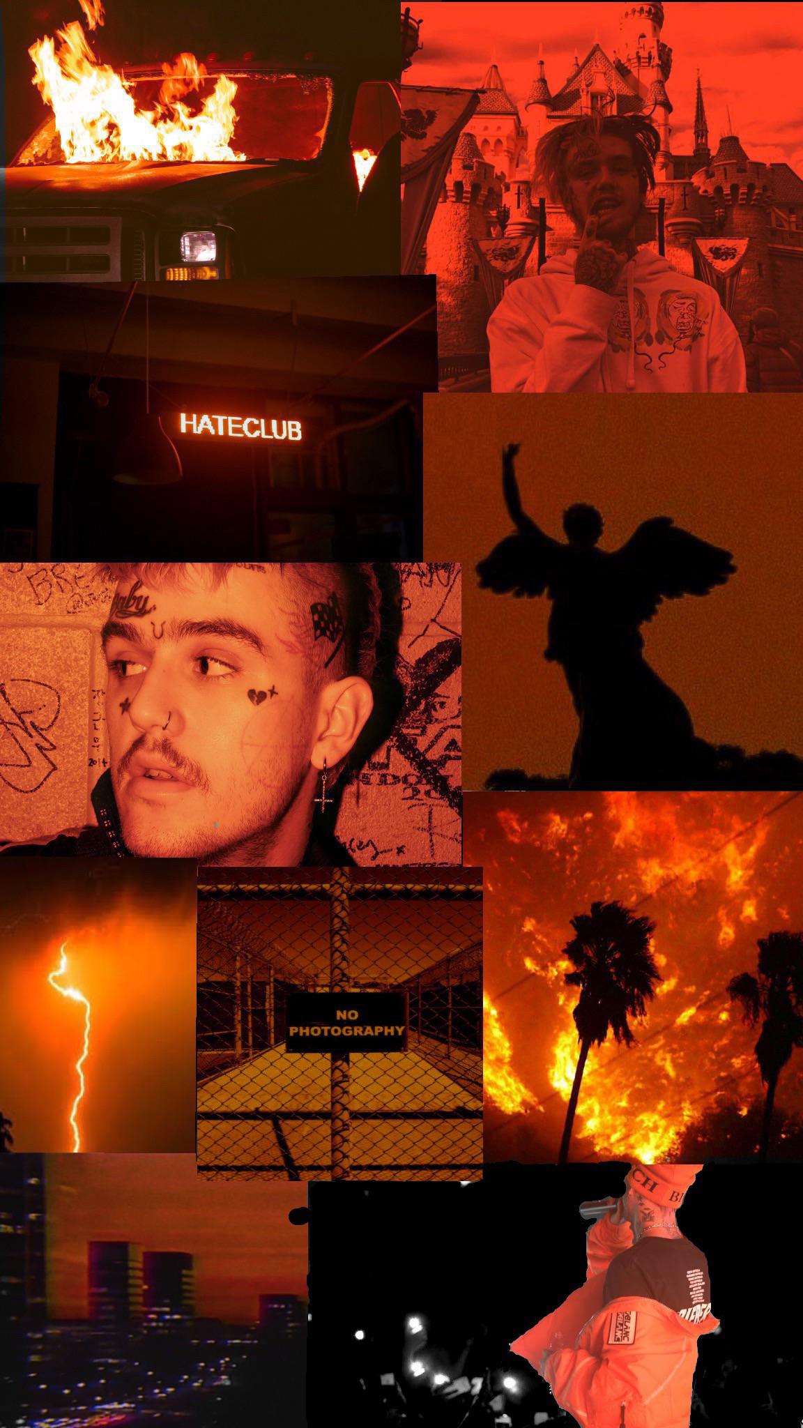 Collage, Ästhetik, Dunkel, Feuer, Orange, Full HD, Handy-Hintergrund im Hochformat