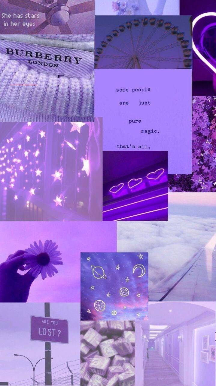 Collage, Violett, Moodboard, Glitzer, Text, Hintergrundbild für iPhone und Android