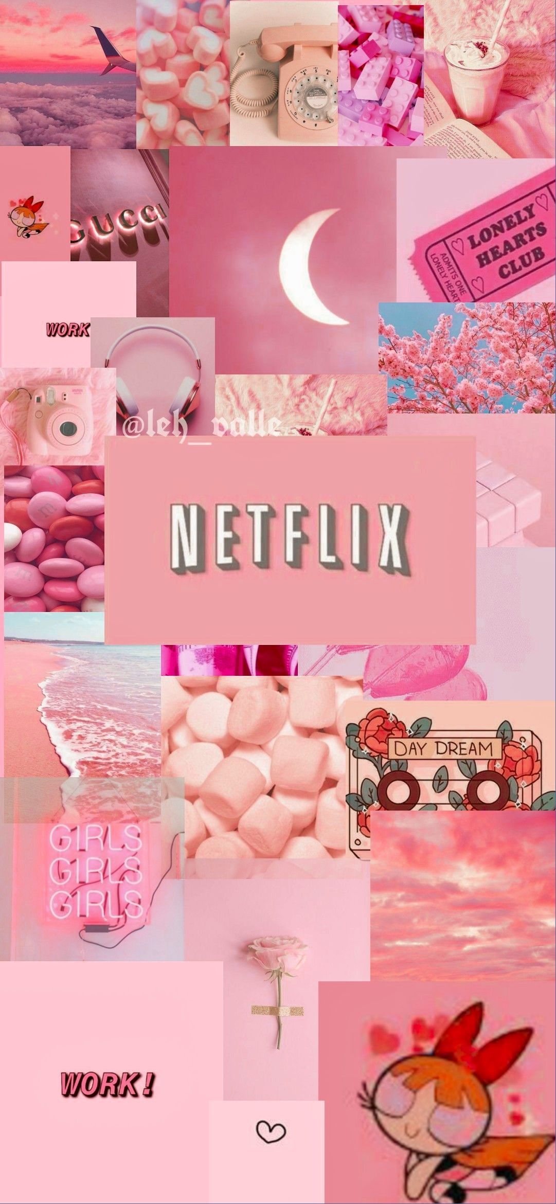 Collage, Netflix, Powerpuff Girls, Ästhetik, Pink, Hochformat, Hintergrundbild fürs Smartphone