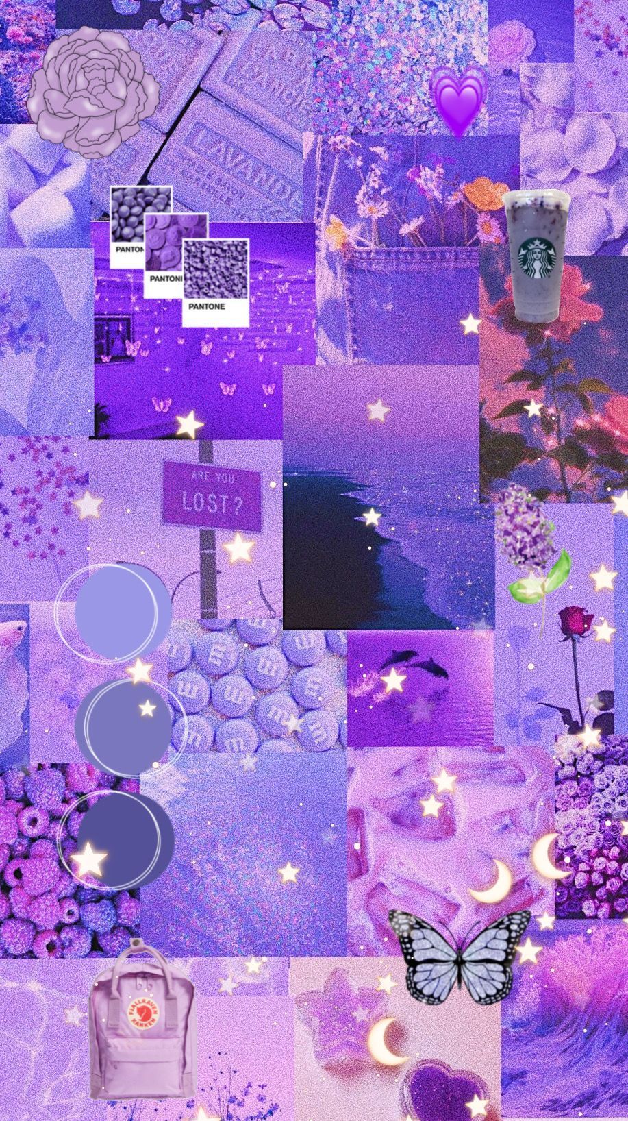 Collage, Lavendel, Schmetterling, Ästhetik, Pastell, HD, Hintergrundbild fürs Handy