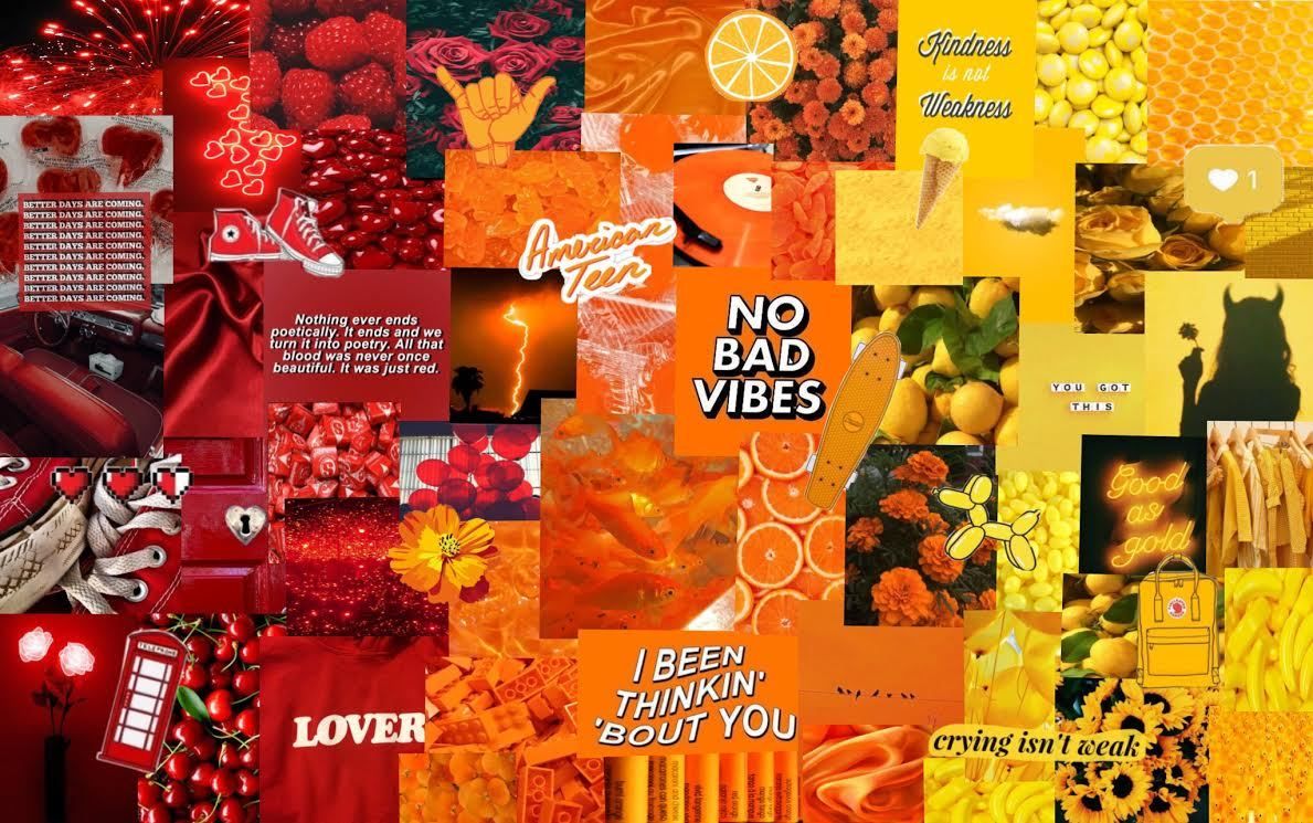 Collage, Rot, Orange, Gelb, Farbverlauf, Ästhetik, Hintergrundbild