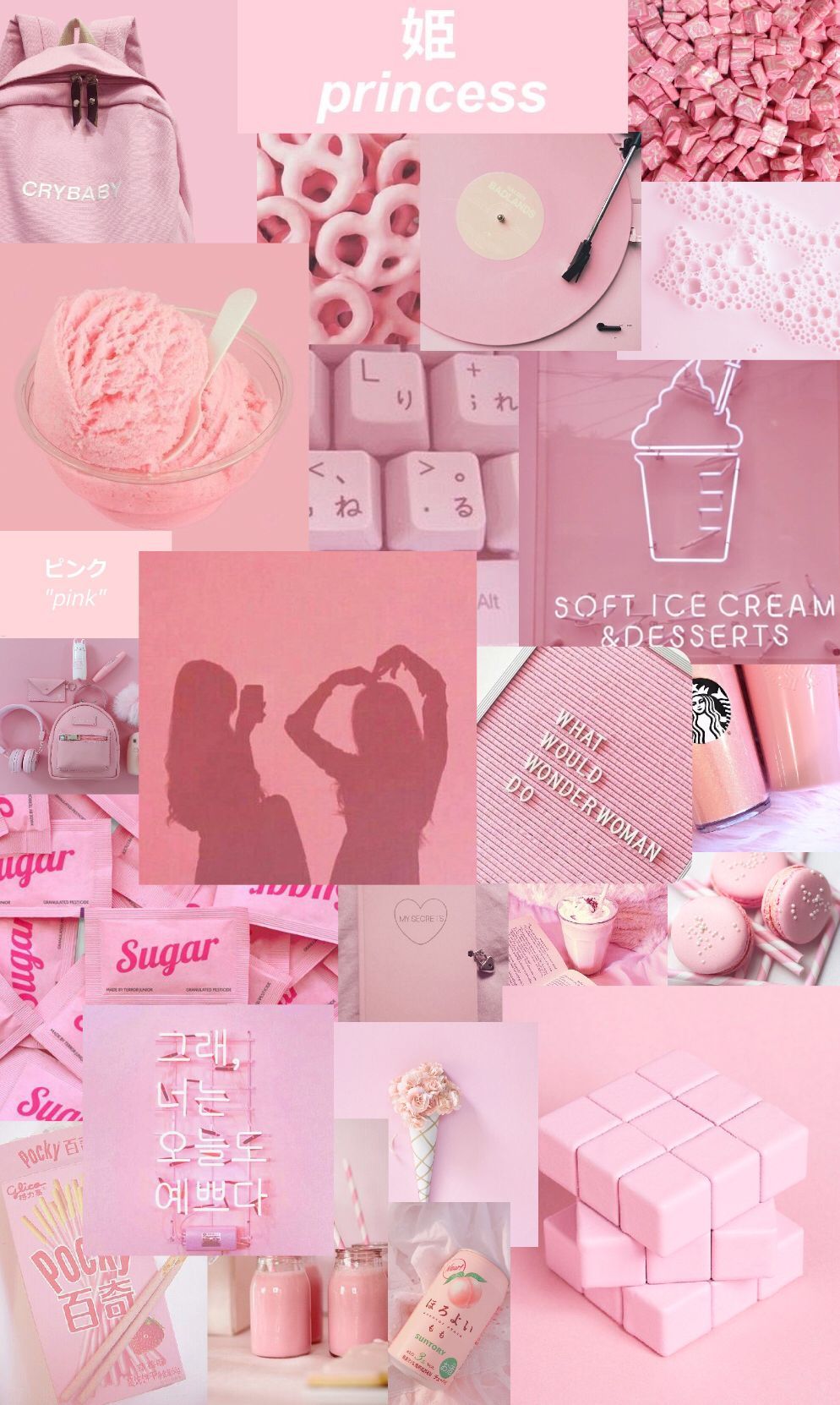 Collage, Rosé, Ästhetik, Silhouette, HD, Sperrbildschirm fürs iPhone