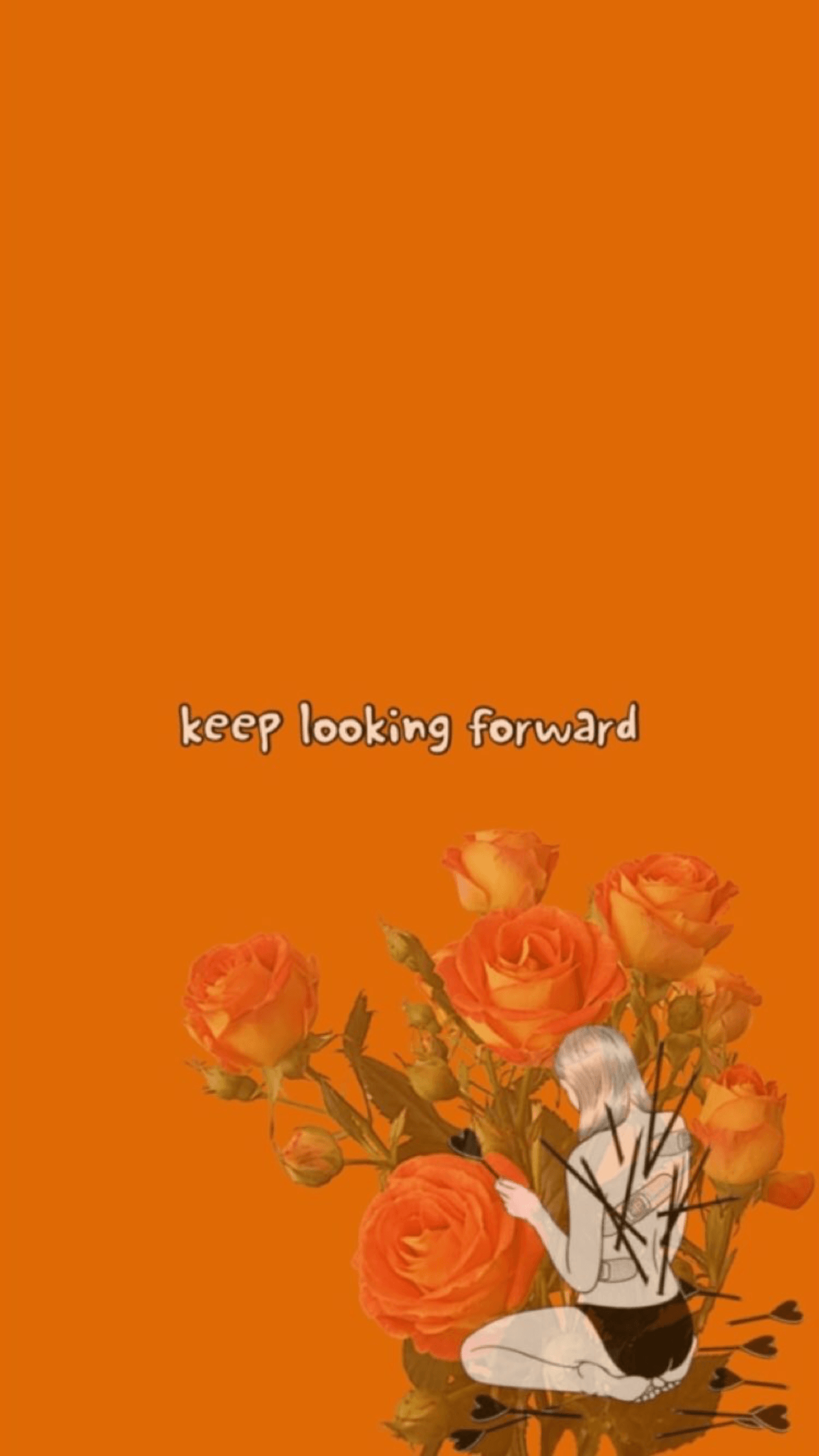 Blumenstrauß, Illustration, Typografie, Orange, Full HD, Hintergrundbild fürs Handy