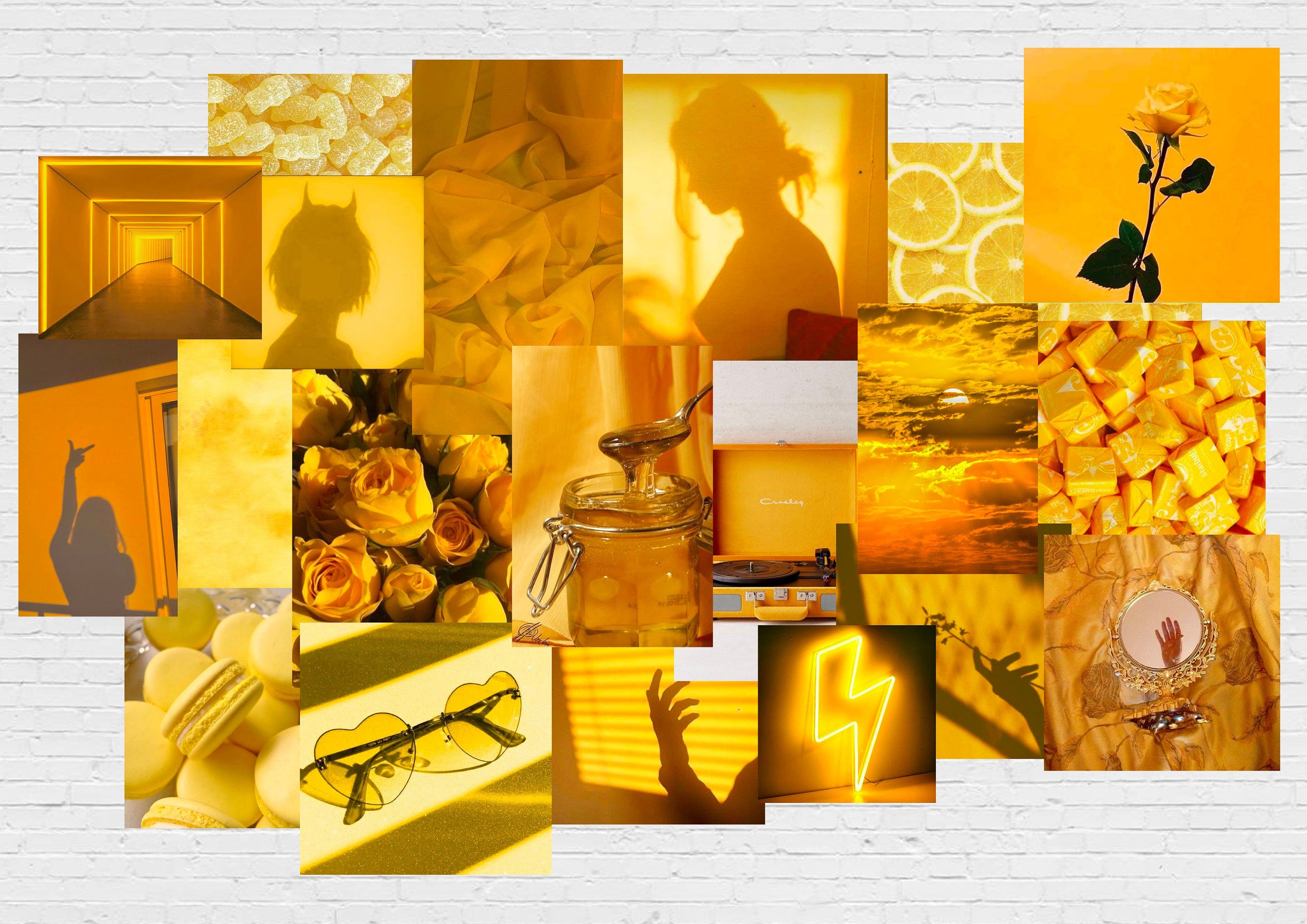 Collage, Silhouette, Rose, Sonnenbrille, Gelbe Ästhetik, 2K-Hintergrundbild für PC