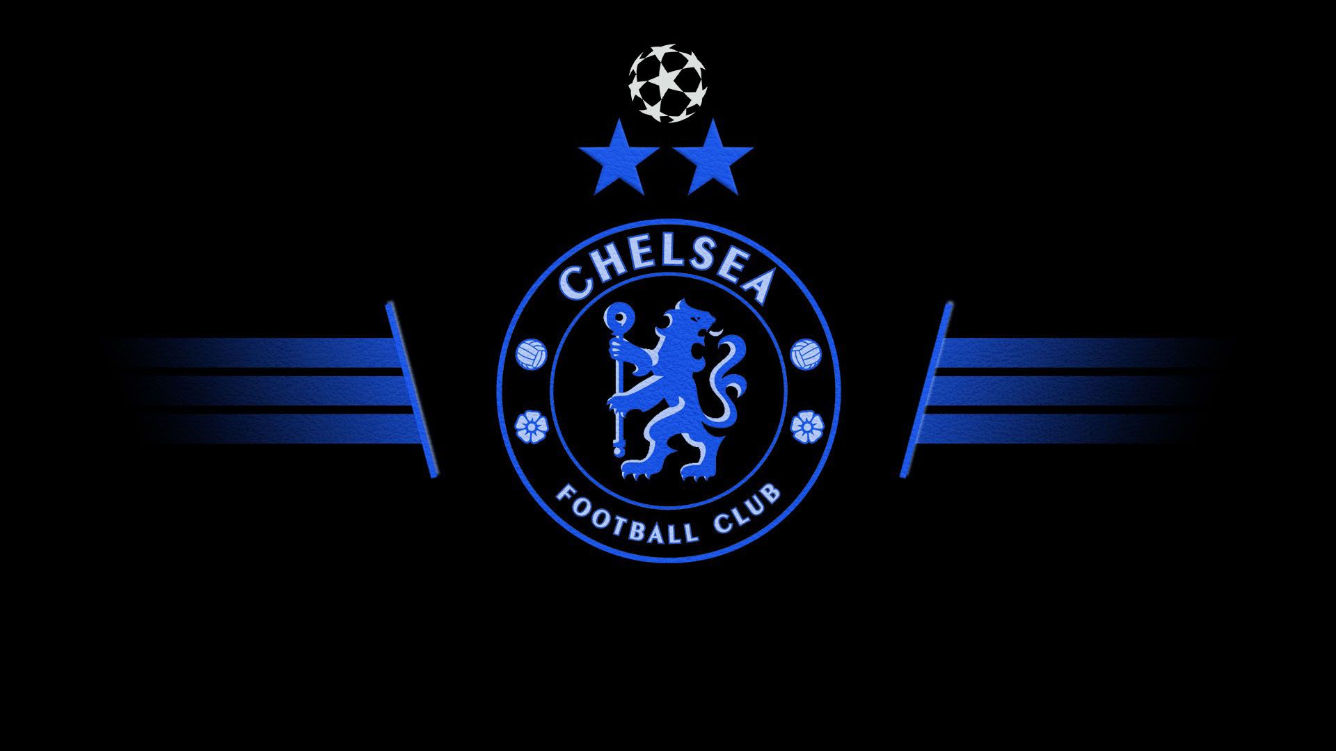 Chelsea FC, Wappen, Zwei Sterne, Fußball, Schwarzer Hintergrund, Full HD Wallpaper