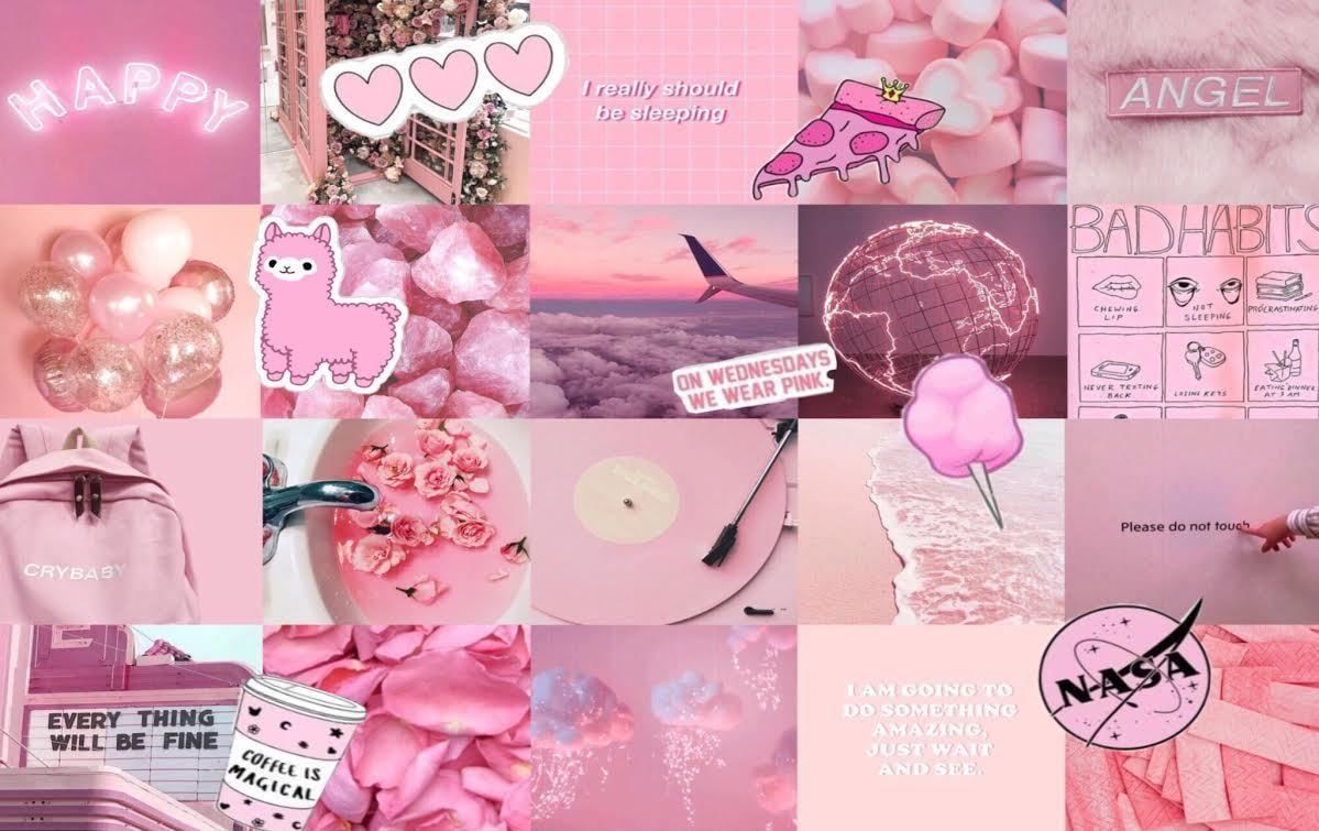 Collage, NASA, Lama, Bad Habits, Pink, Hintergrund
