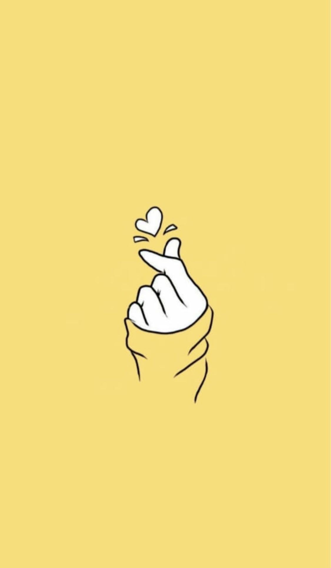 Fingerherz, Hand, Linienzeichnung, Pastellgelb, Minimalistisch, Full HD, Handy-Hintergrundbild