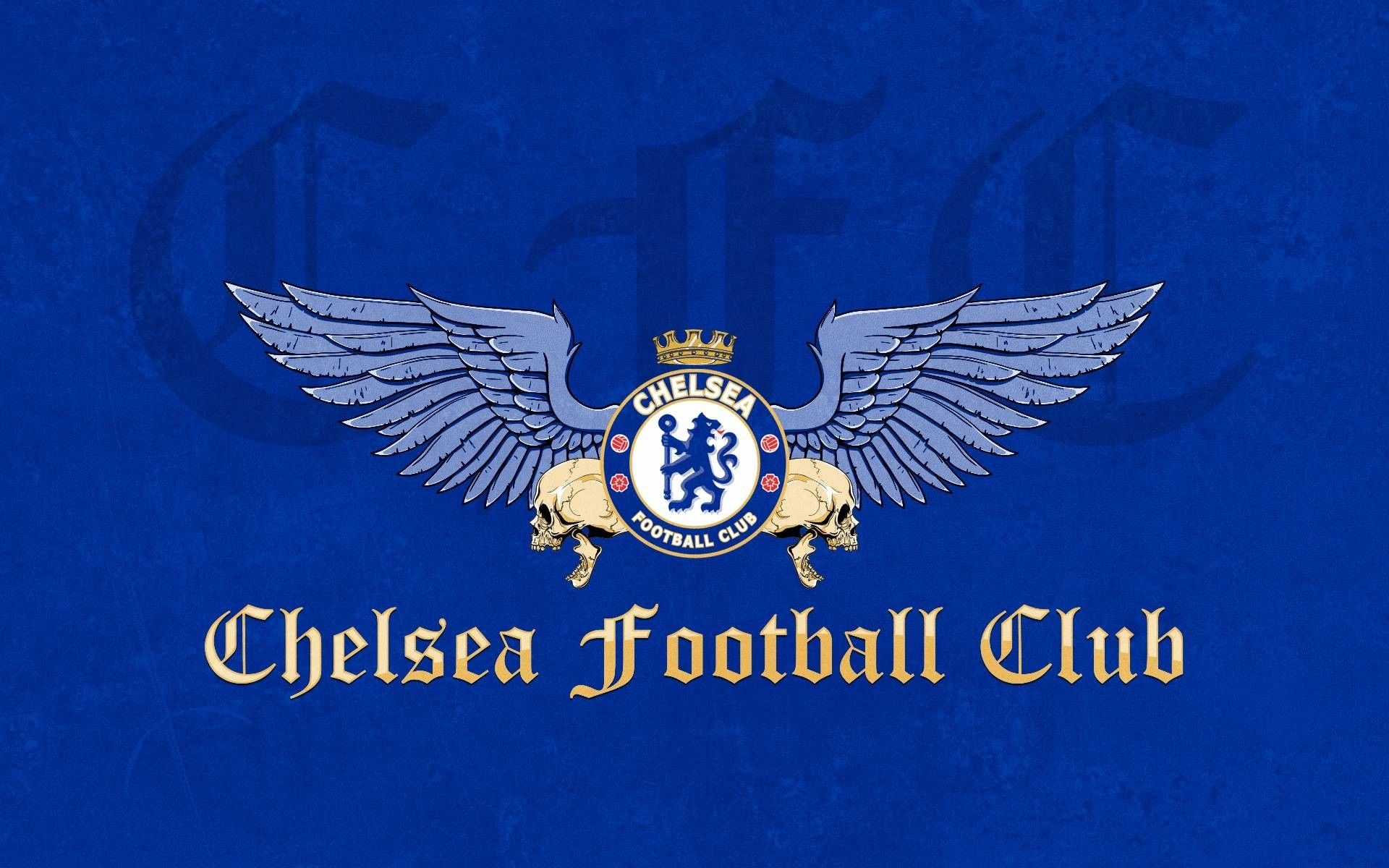 Chelsea FC, Chelsea Football Club, Flügel, Goldenes Wappen, Blau, Full-HD-Hintergrundbild für PC