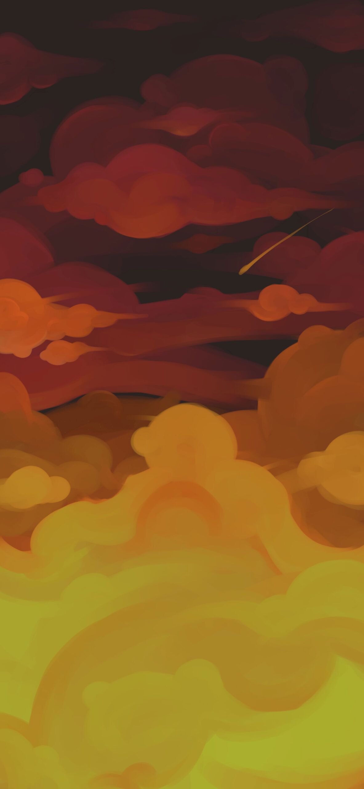 Wolken, Abstrakte Malerei, Dunkelrot, Gelb, Abendhimmel, Full HD, Handy-Hintergrund