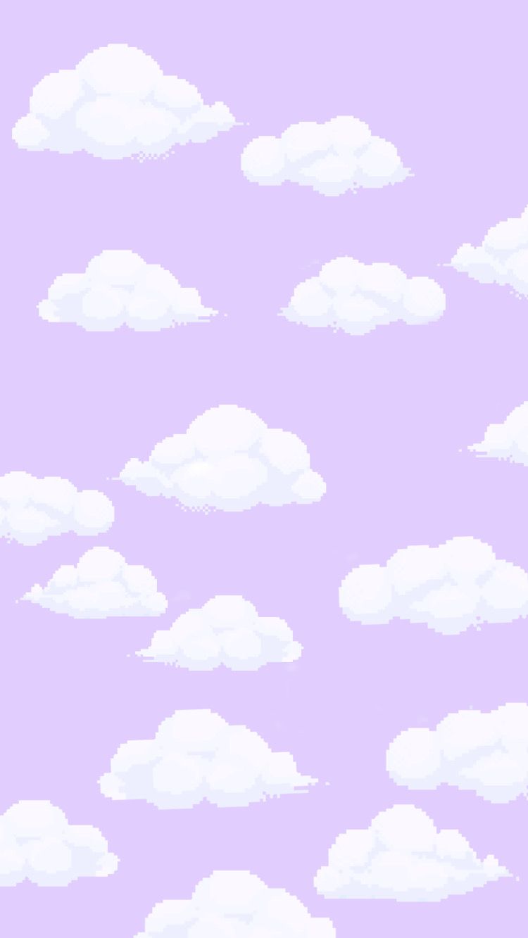 Wolken, Pastelllila, Muster, Weiße Wolken, Verspielt, HD, Handy-Hintergrund im Hochformat