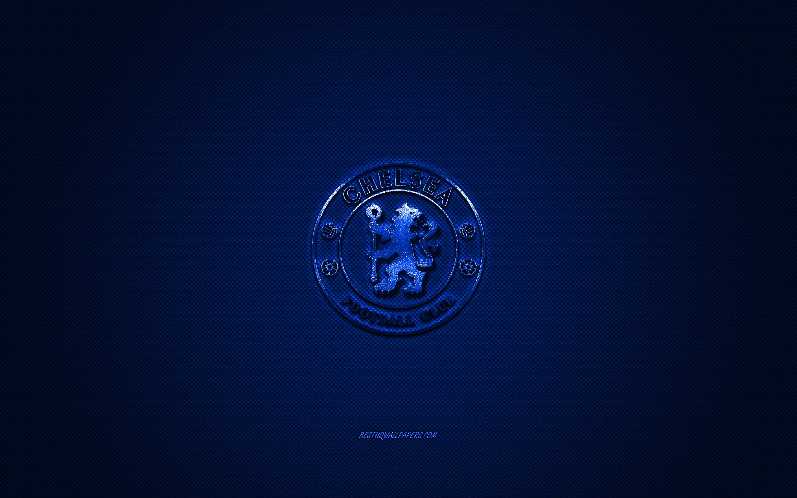 Chelsea FC, Wappen, Dunkelblau, Minimalistisch, Farbverlauf, 2K, Laptop-Hintergrundbild