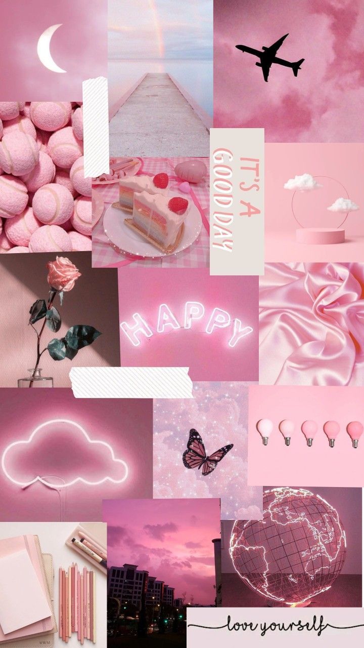 Collage, Ästhetik, Neonwolke, Pink, HD, Hintergrundbild fürs Handy