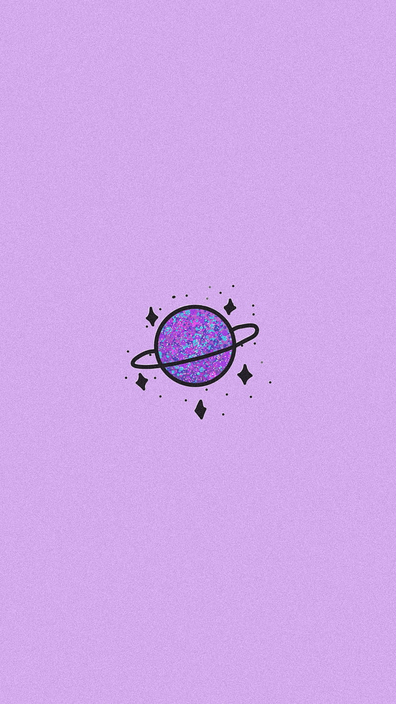 Ringplanet, Lila Hintergrund, Minimalismus, Sterne, HD, Sperrbildschirm fürs iPhone