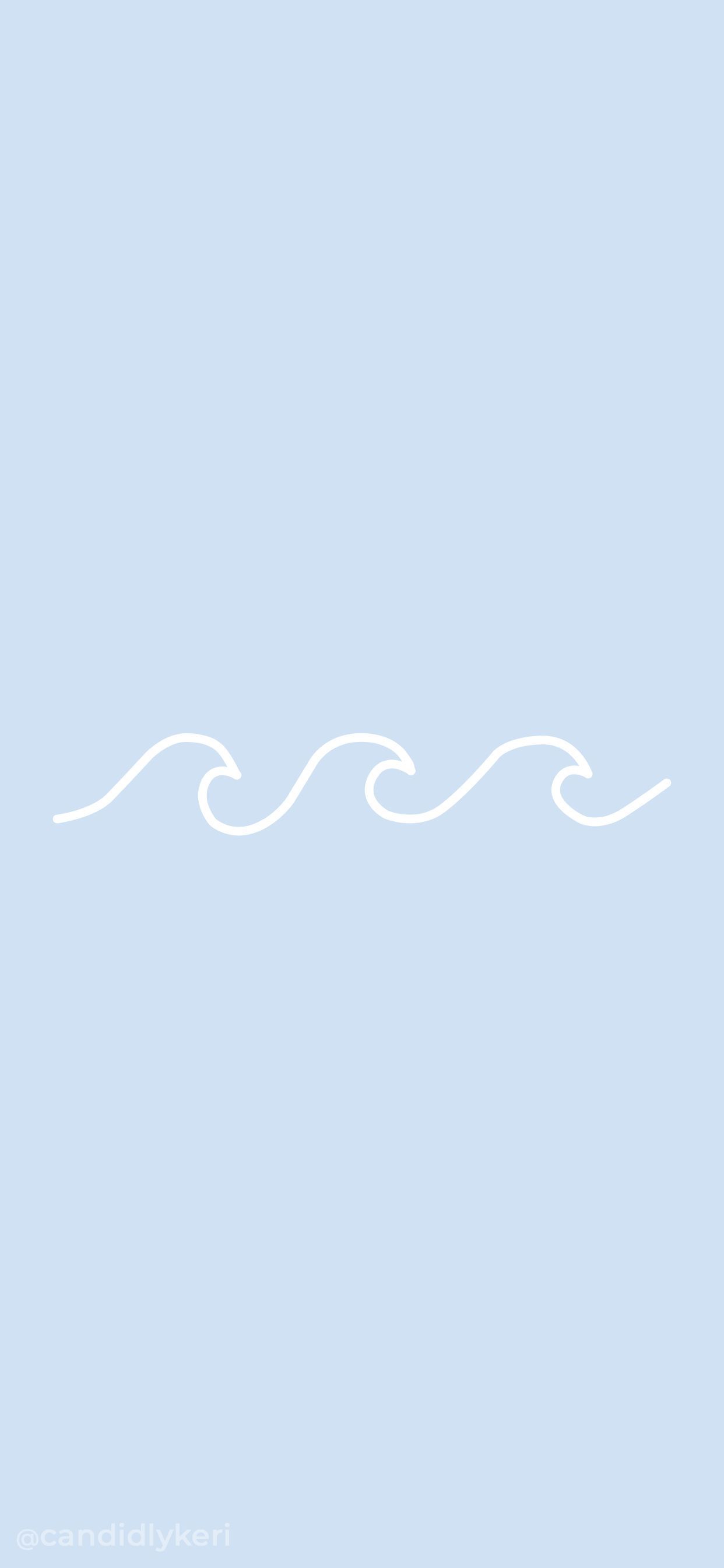 Wellen, Line Art, Pastellblau, Minimalistisch, Hochformat, Full HD, iPhone-Hintergrundbild