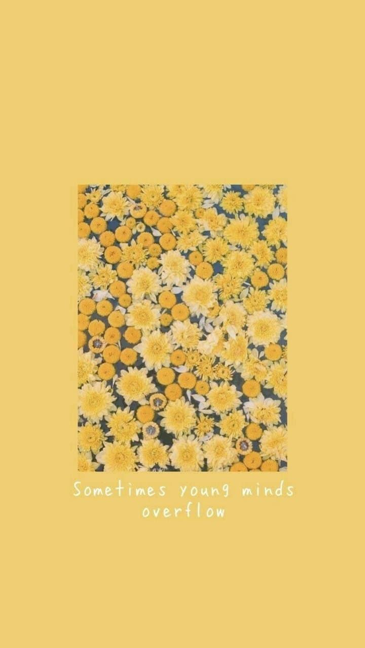 Gelbe Blumen, Rechteck, Minimalistisch, Pastellgelb, Zitat, HD, iPhone-Hintergrundbild