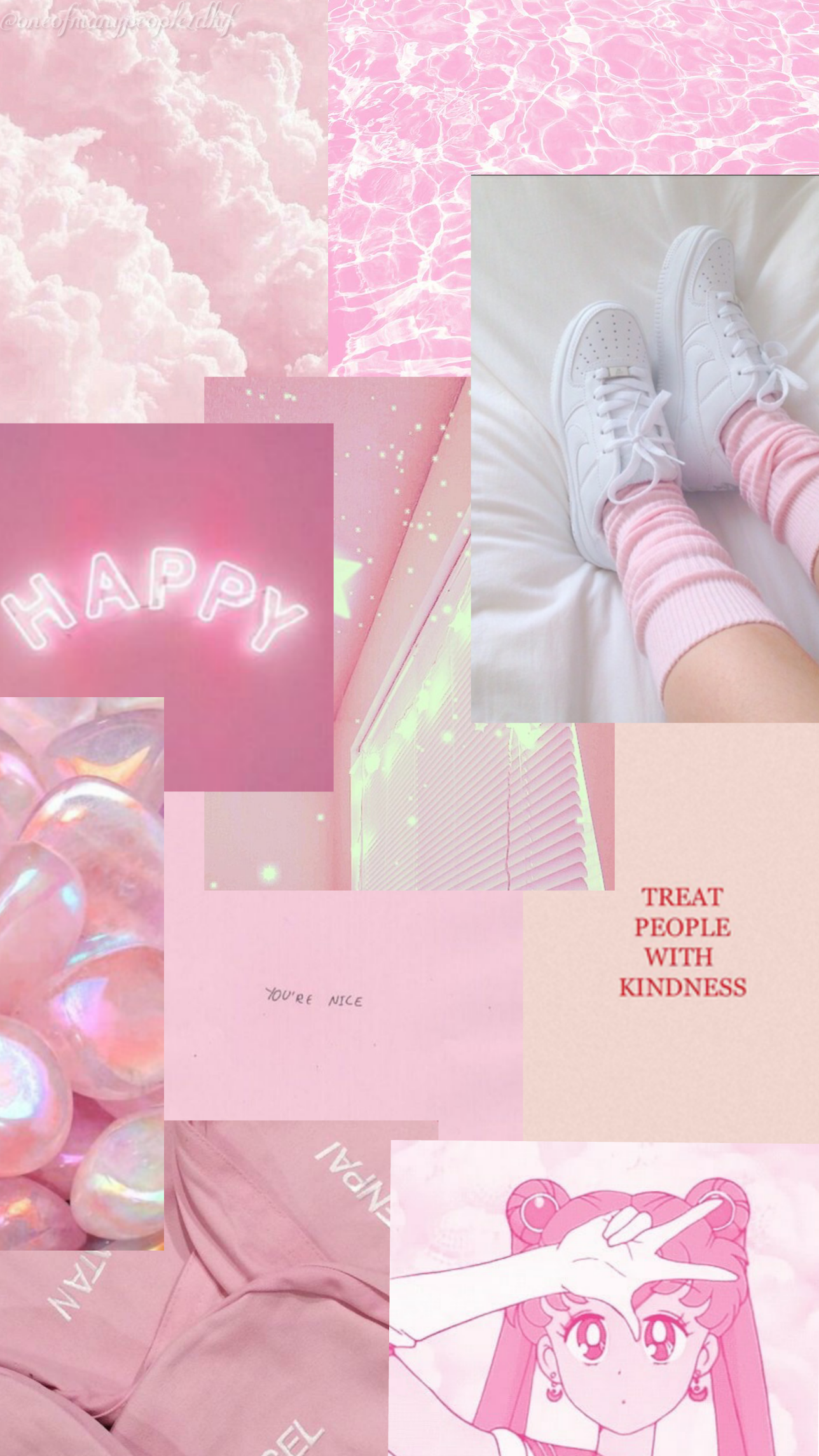 Collage, Anime, Ästhetik, Pastellrosa, Full HD, Sperrbildschirm fürs iPhone