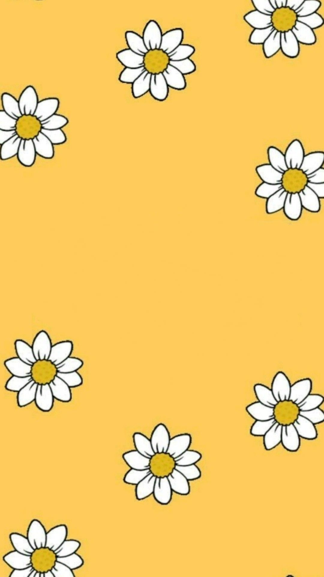 Gänseblümchen, Muster, Senfgelb, Niedlich, Full HD, Handy-Hintergrund im Hochformat