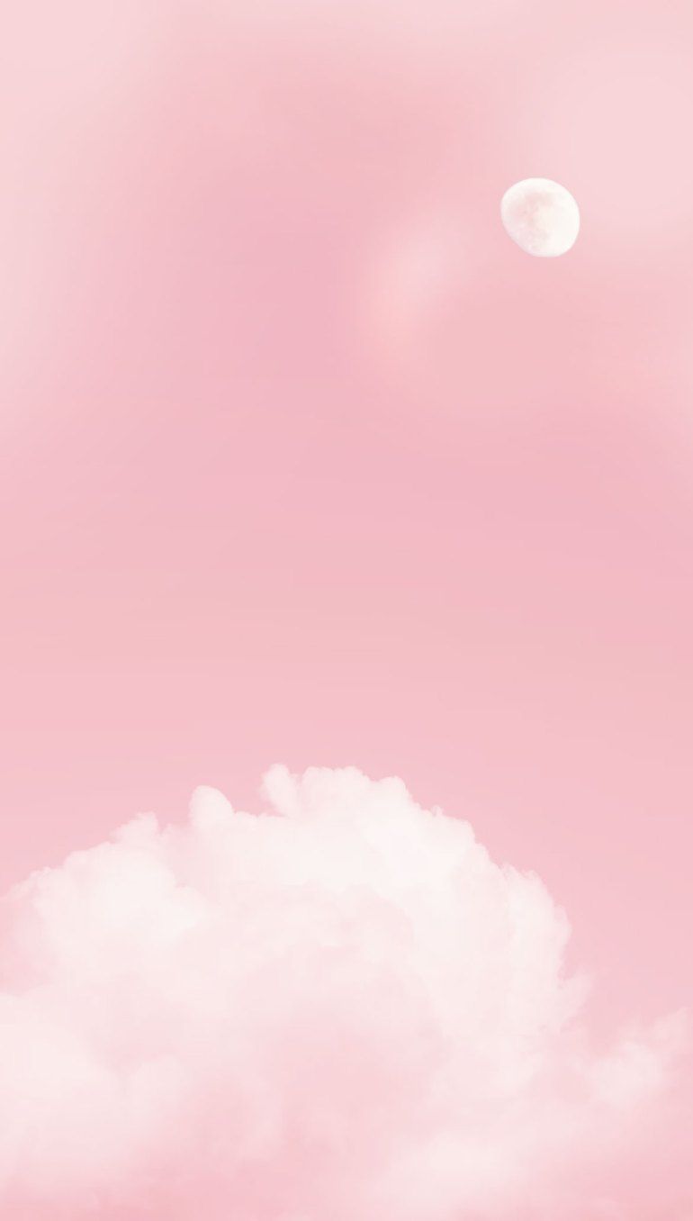 Wolke, Mond, Rosa Himmel, Minimalismus, Hintergrundbild für iPhone und Android