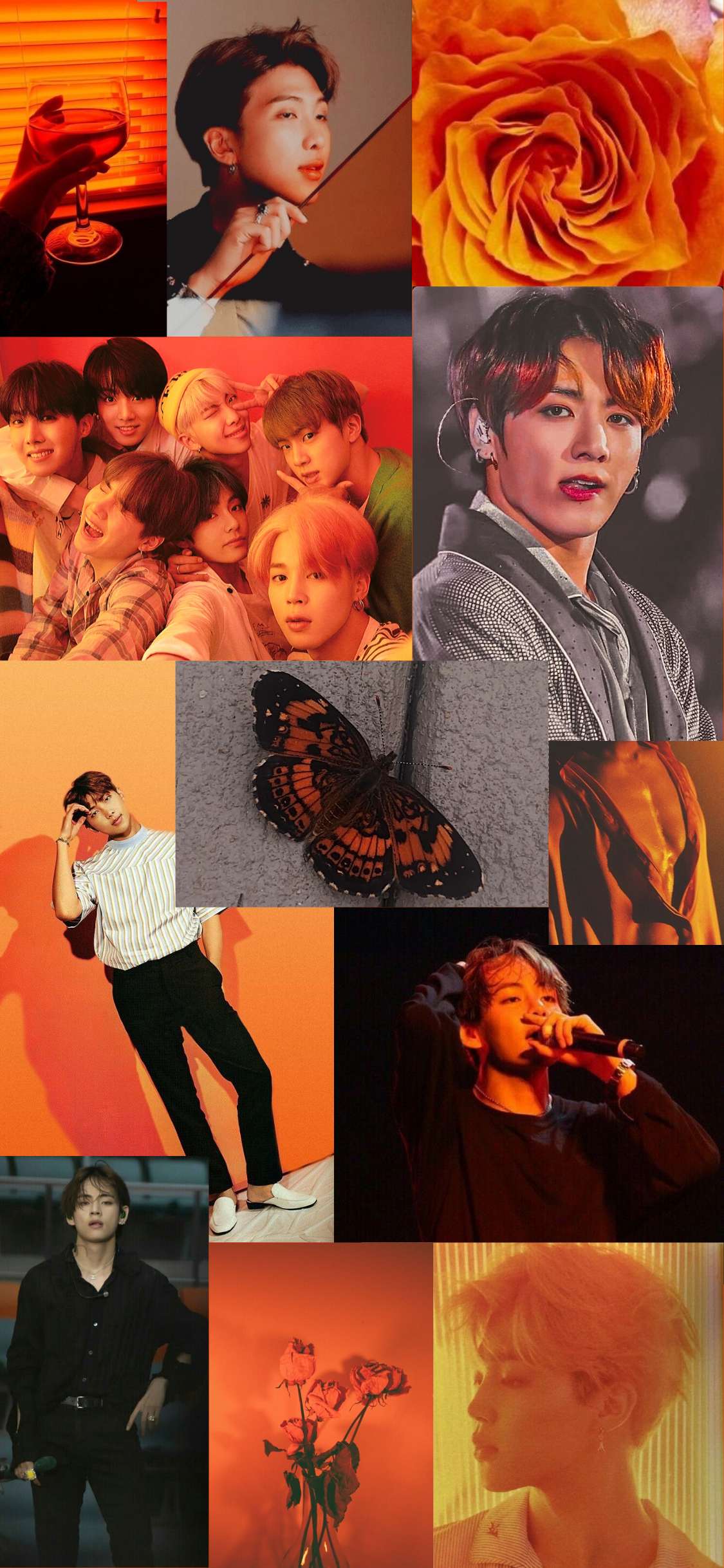 Collage, Rosen, Porträts, Ästhetik, K-Pop, Full HD, Hintergrundbild fürs Handy