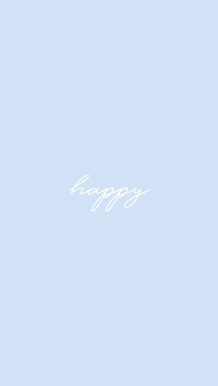 Happy, Schriftzug, Babyblau, Minimalistisch, Hochformat, HD, Handy-Hintergrund