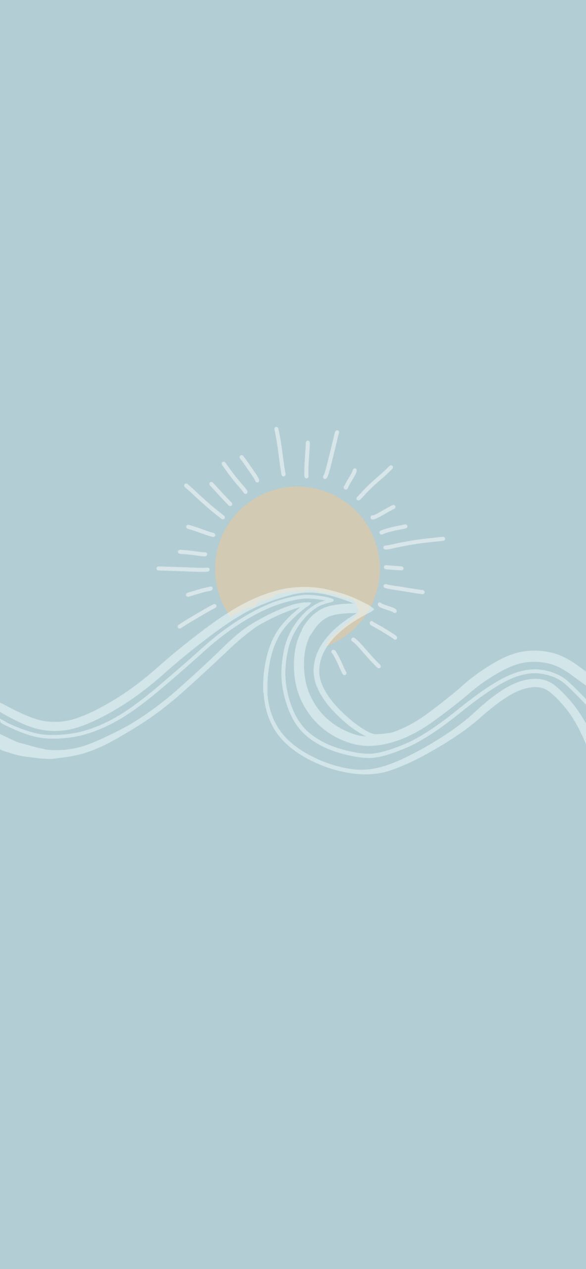 Sonne, Welle, Line Art, Hellblau, Minimalistisch, Full HD, Handy-Hintergrund im Hochformat