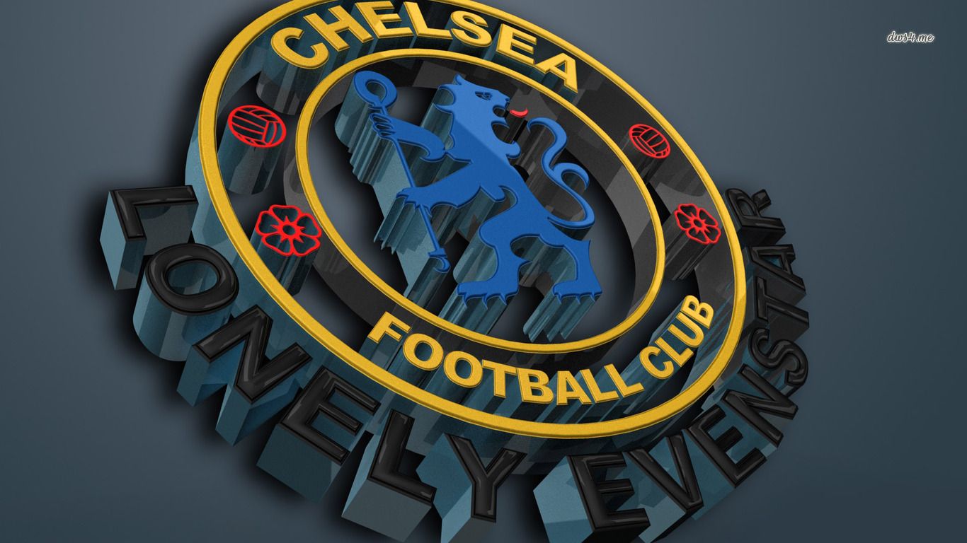Chelsea FC, 3D-Wappen, Lonely Evenings, Gold-Blau, Grauer Hintergrund, HD Wallpaper
