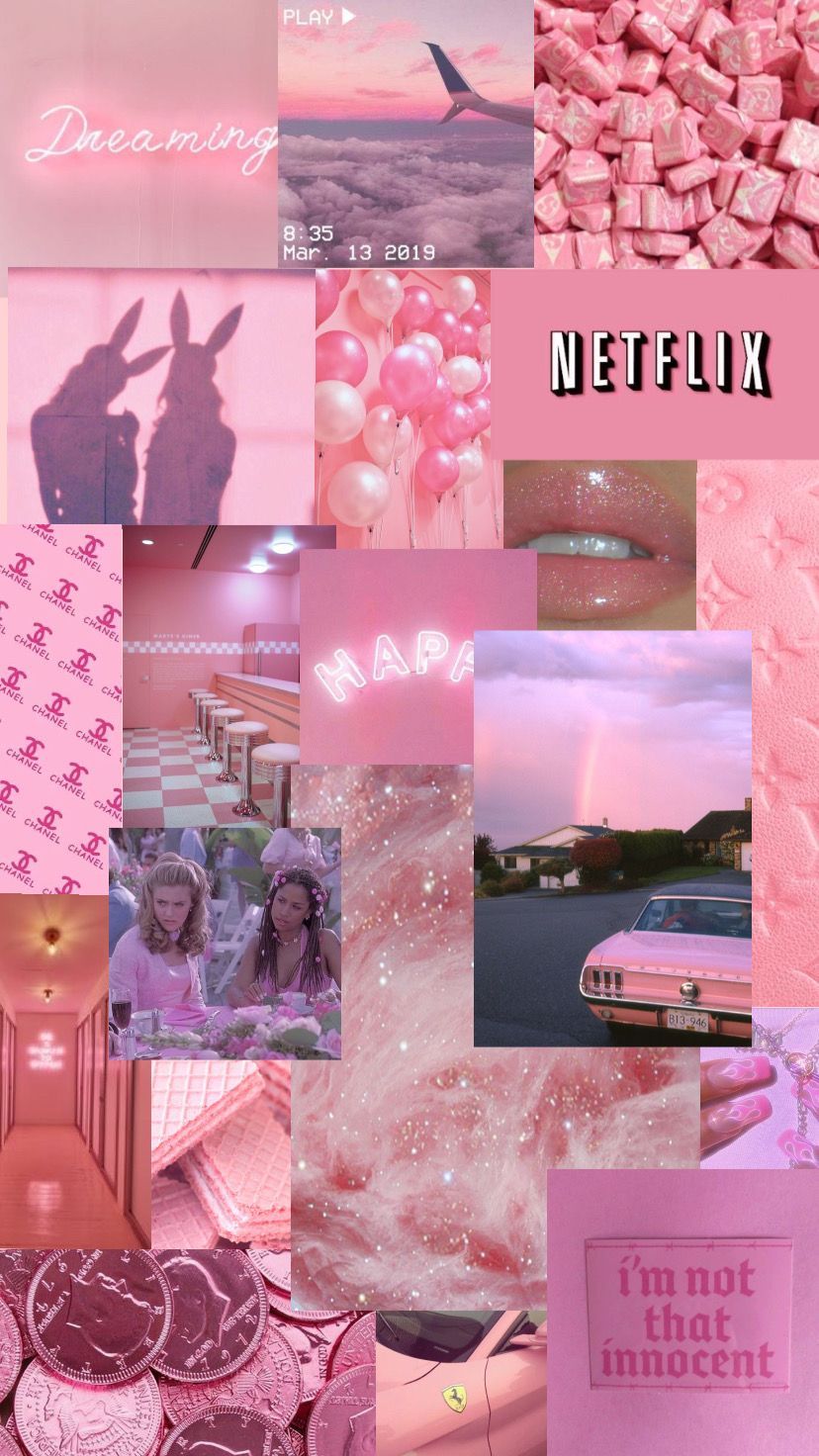Collage, Netflix, Ästhetik, Pink, HD, Hintergrundbild fürs Handy