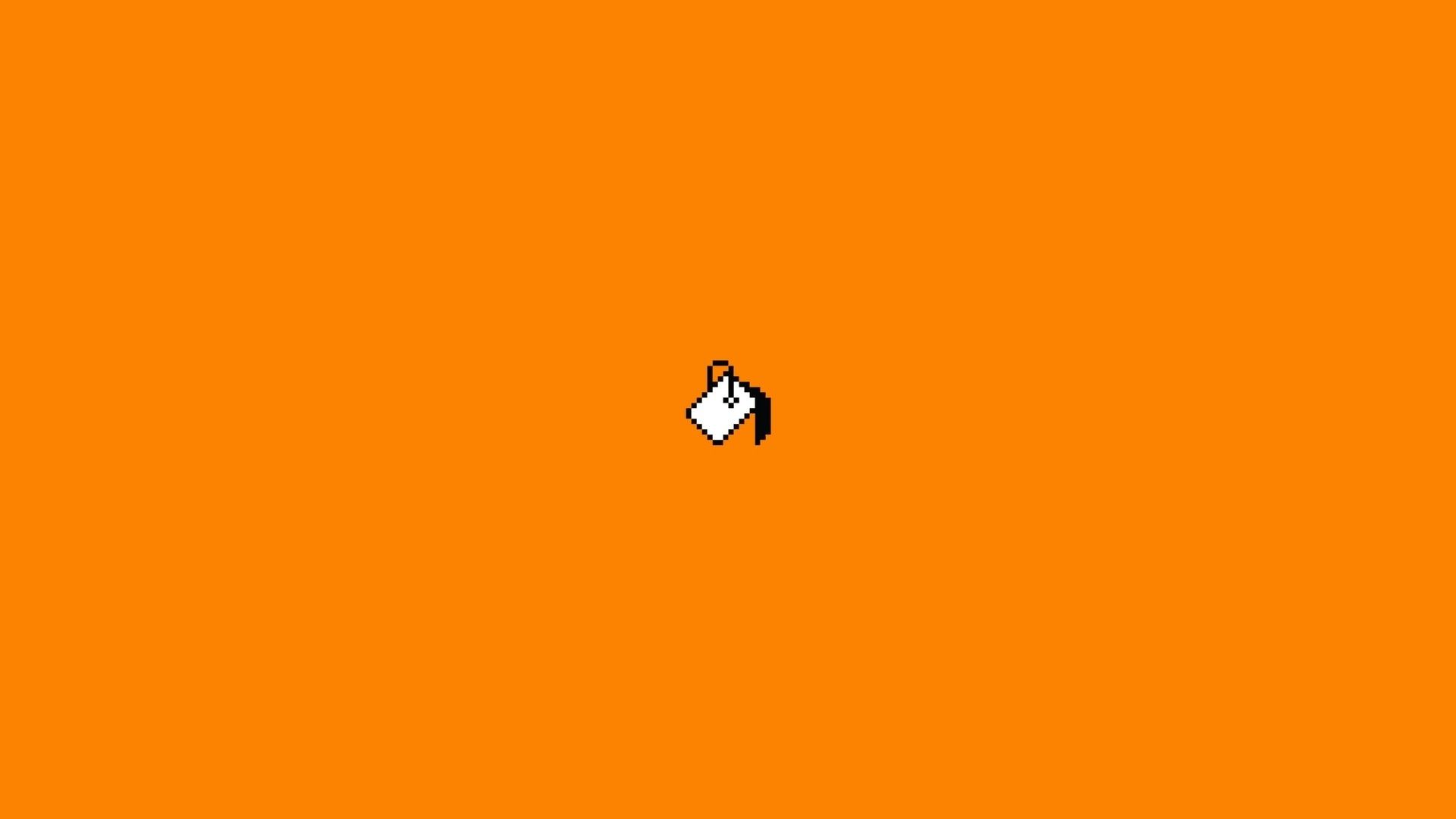 Farbeimer, Orangefarbener Hintergrund, Minimalistisch, Symbol, Full HD Wallpaper