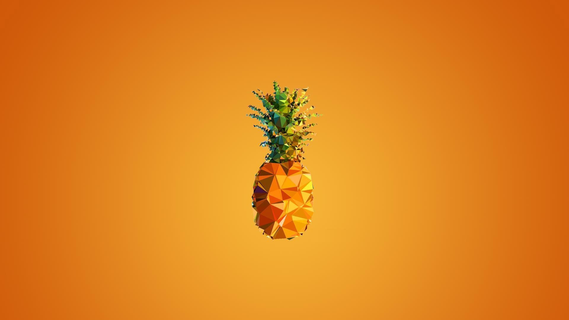 Ananas, Low Poly, Farbverlauf, Orange, 3D-Kunst, 16:9, Full-HD-Hintergrundbild für den Desktop