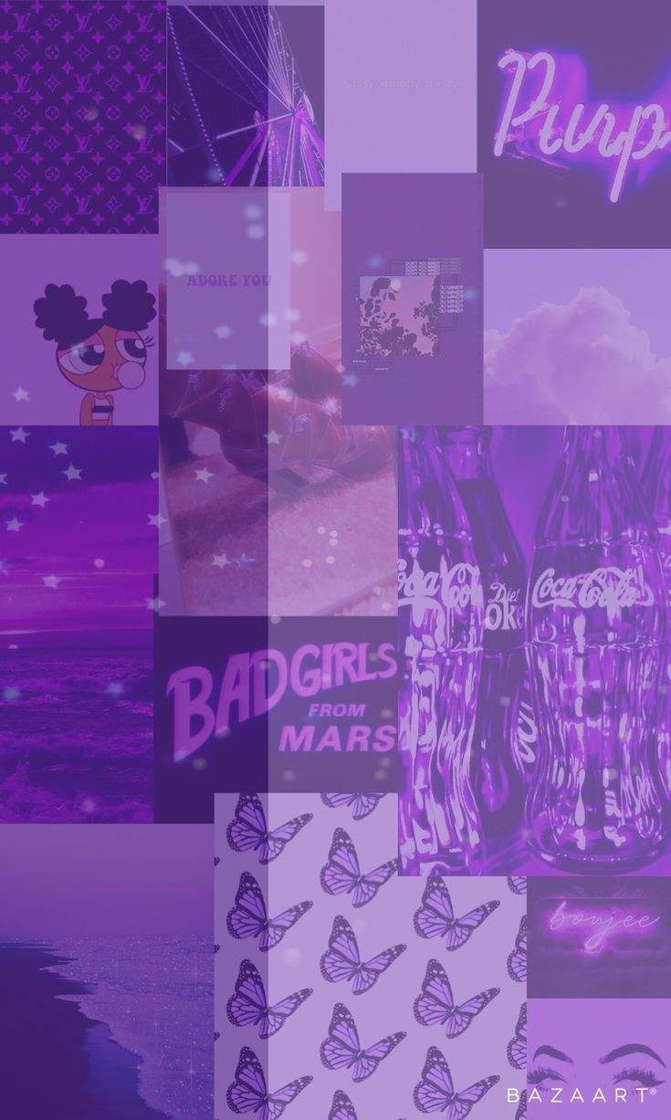 Collage, Violett, Purple, Moodboard, Schmetterlinge, HD, Sperrbildschirm fürs iPhone