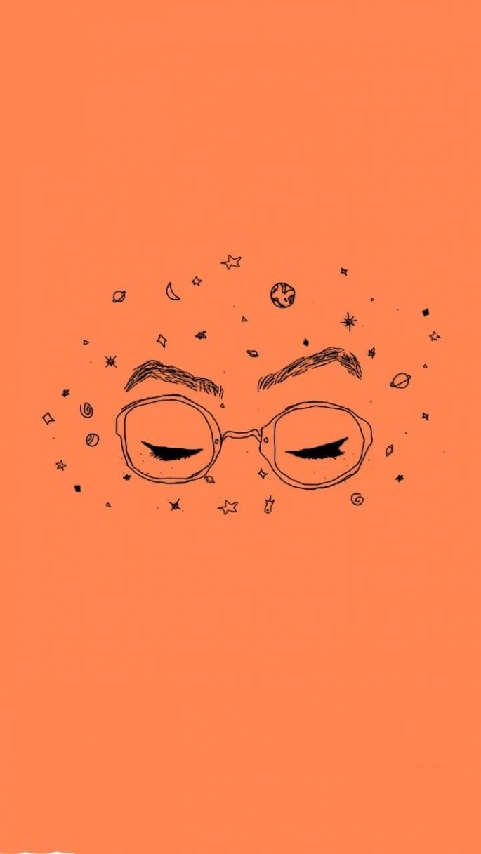 Gesicht, Strichzeichnung, Sommersprossen, Minimalistisch, Lachsfarben, Hintergrundbild fürs Handy