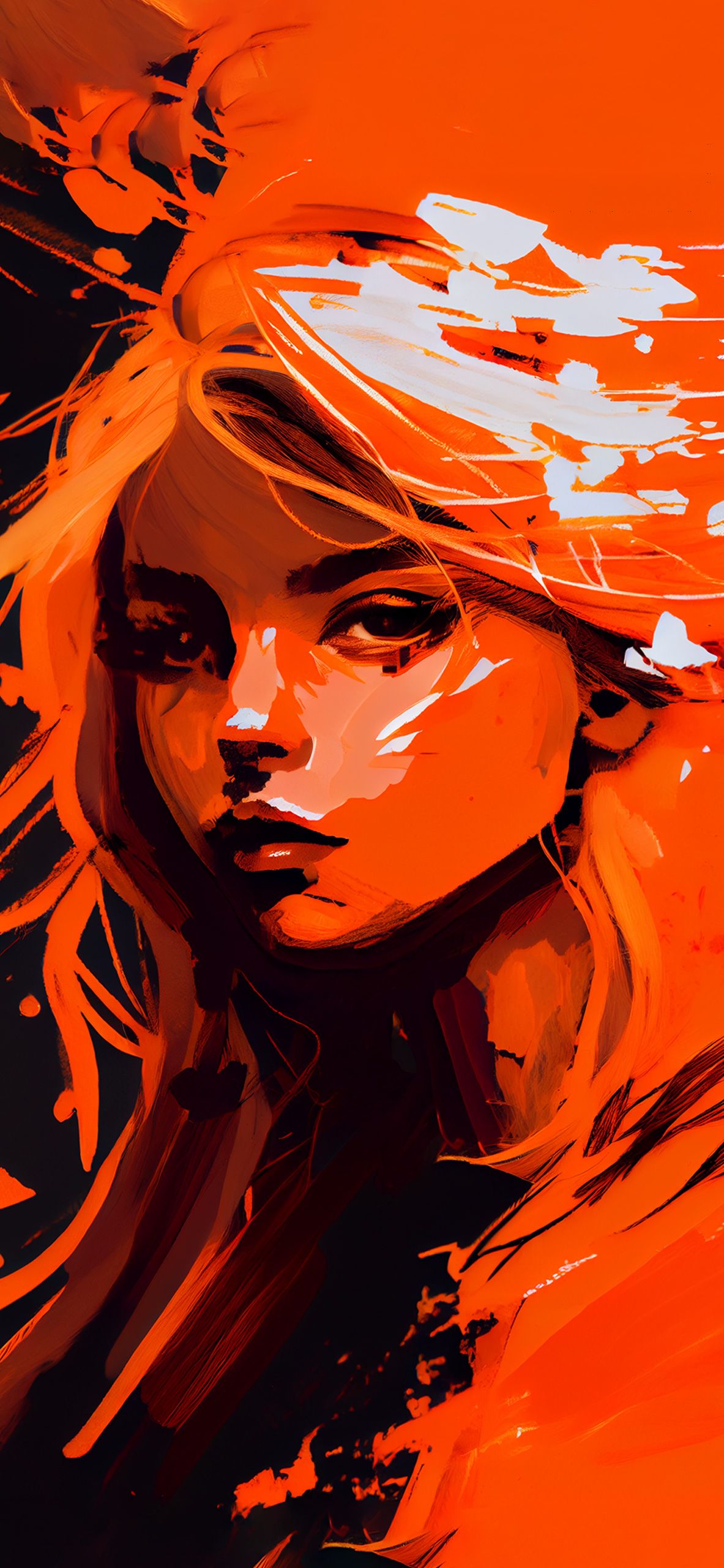 Frau, Porträt, Digitale Malerei, Orange, Rote Haare, Full HD, Sperrbildschirm fürs iPhone