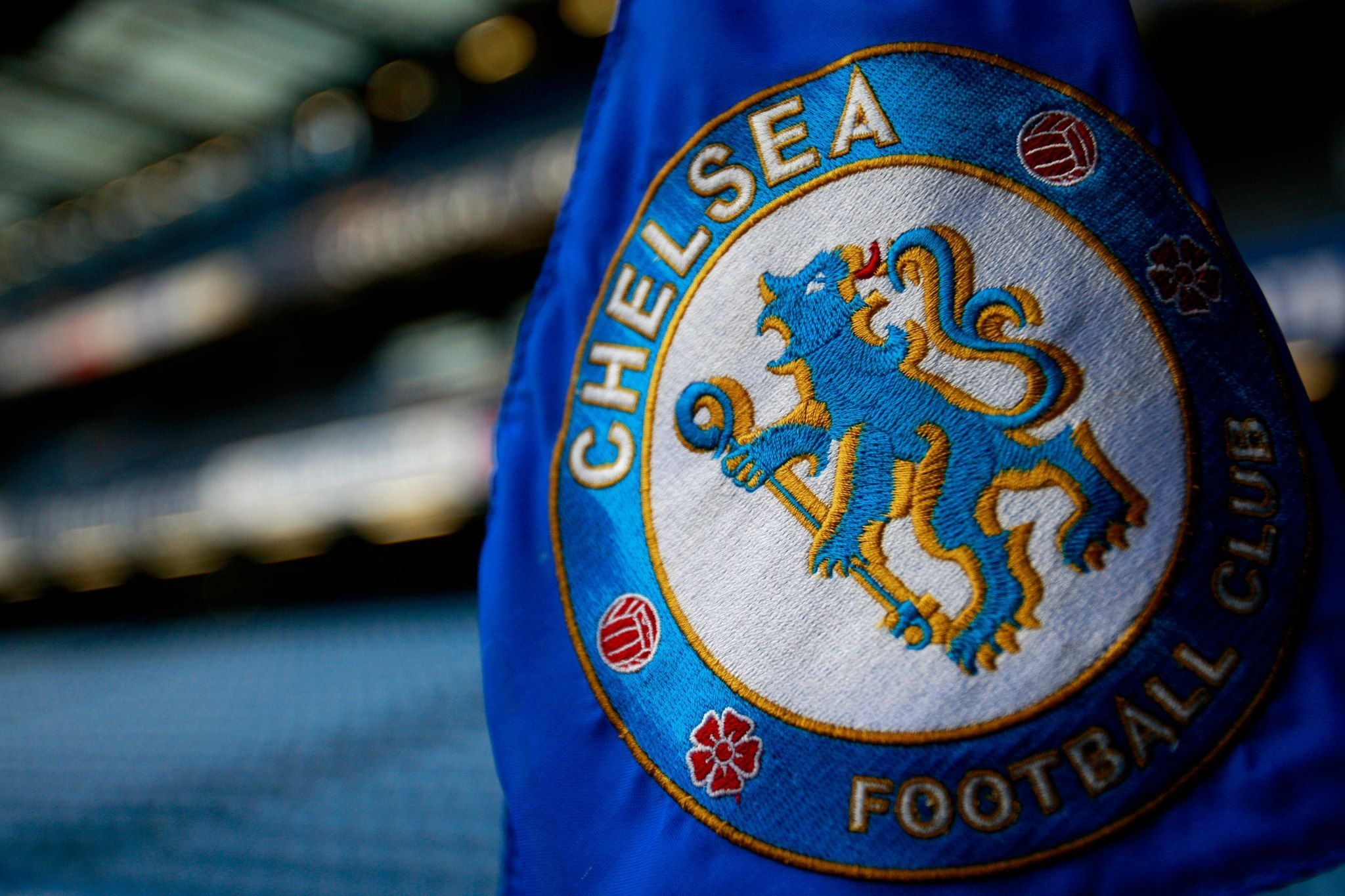 Chelsea FC, Wappen, Fahne, Stadion, Nahaufnahme, Full HD, Desktop-Hintergrund für Windows