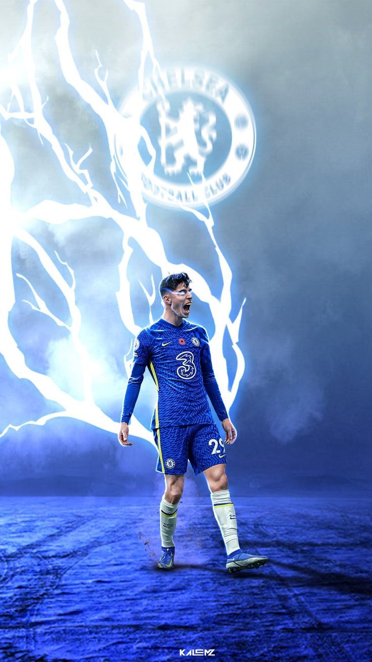 Chelsea FC, Fußballspieler, Blitze, Wappen, Hochformat, HD, Hintergrundbild fürs Handy